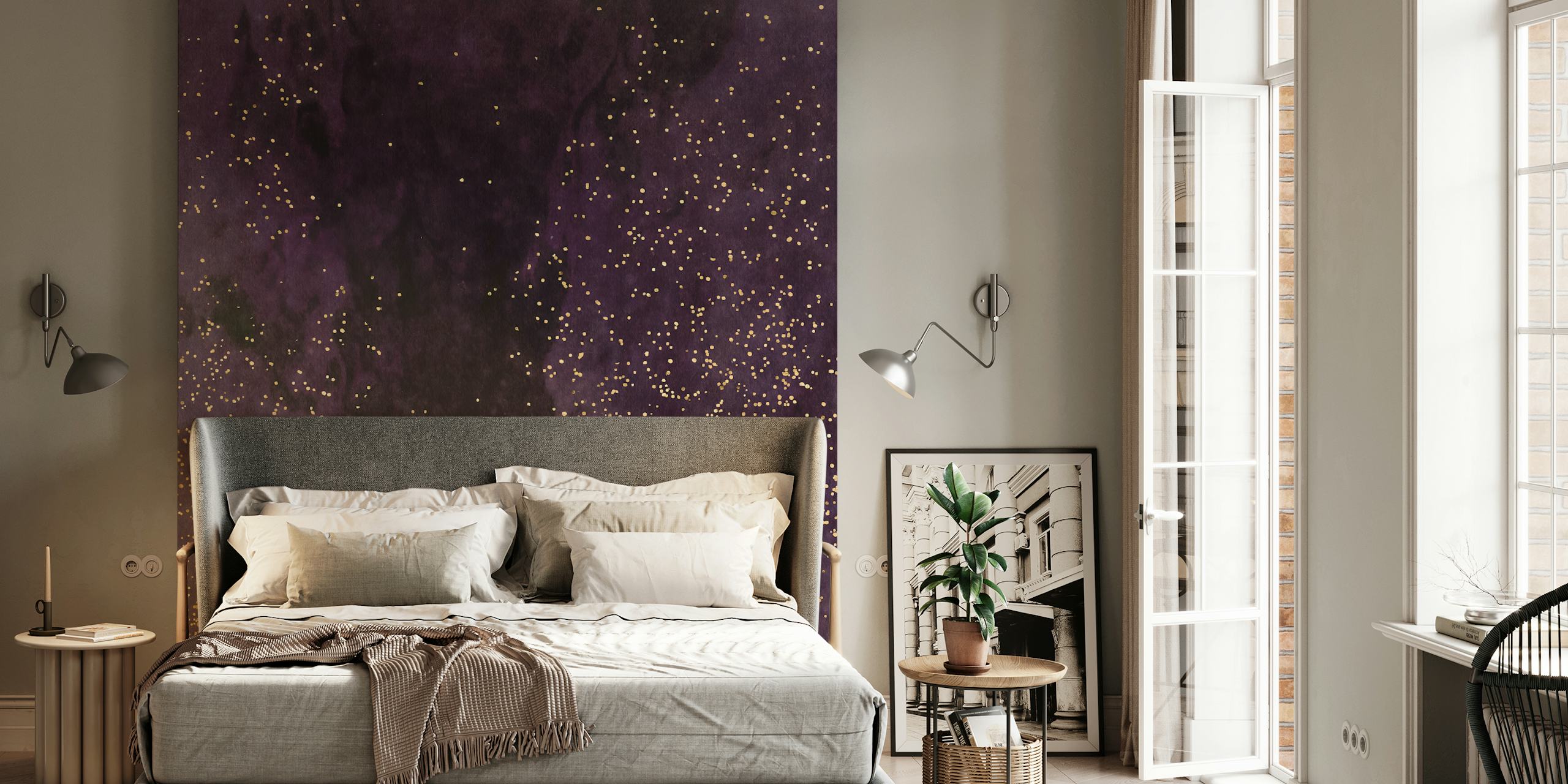 Aubergine Galaxy tapet vist i et rom
