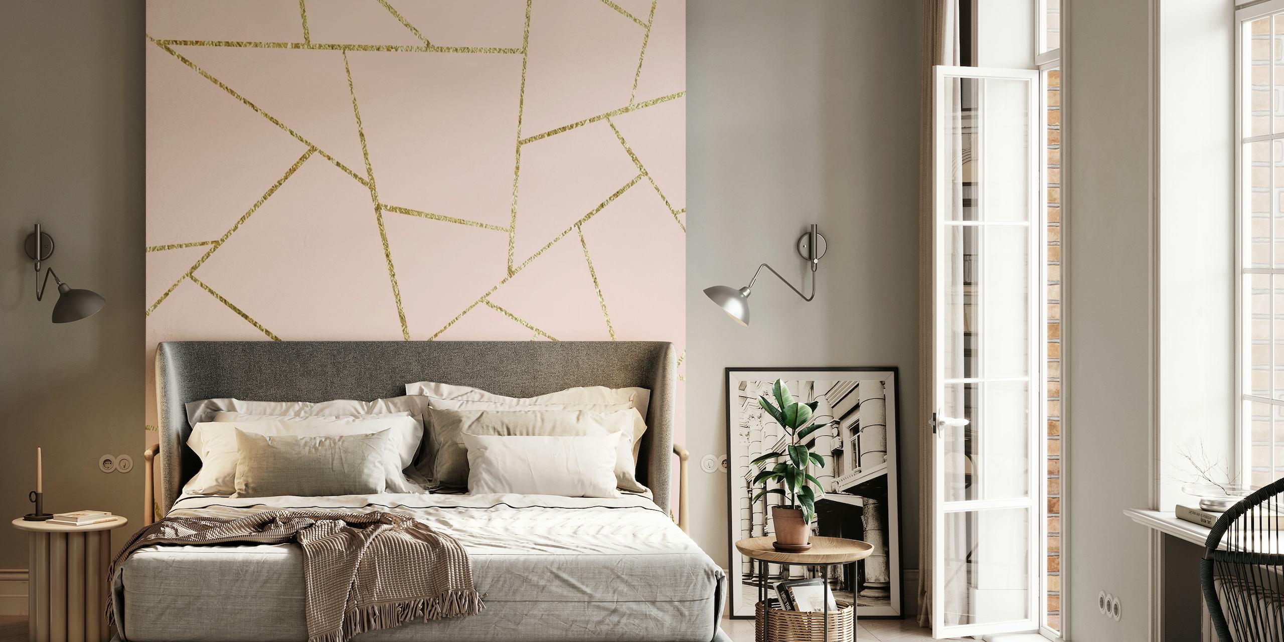 Blush Pink Gold Geo Glam 1 wallpaper