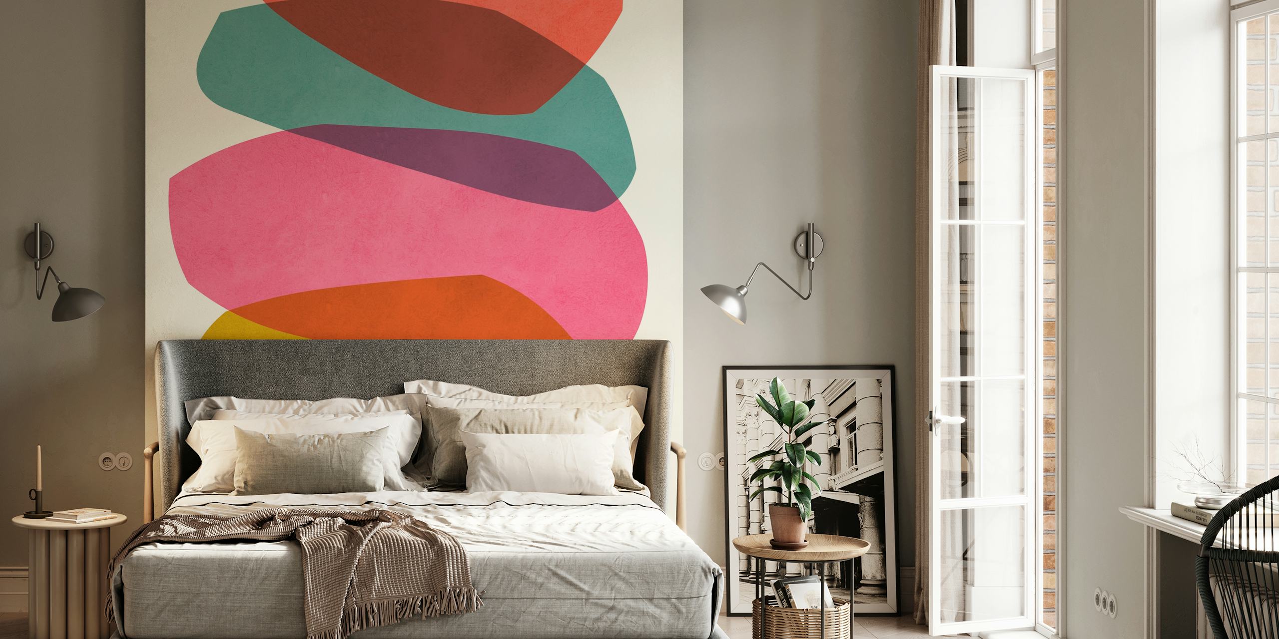 Colorful abstract shapes ταπετσαρία σε ένα δωμάτιο