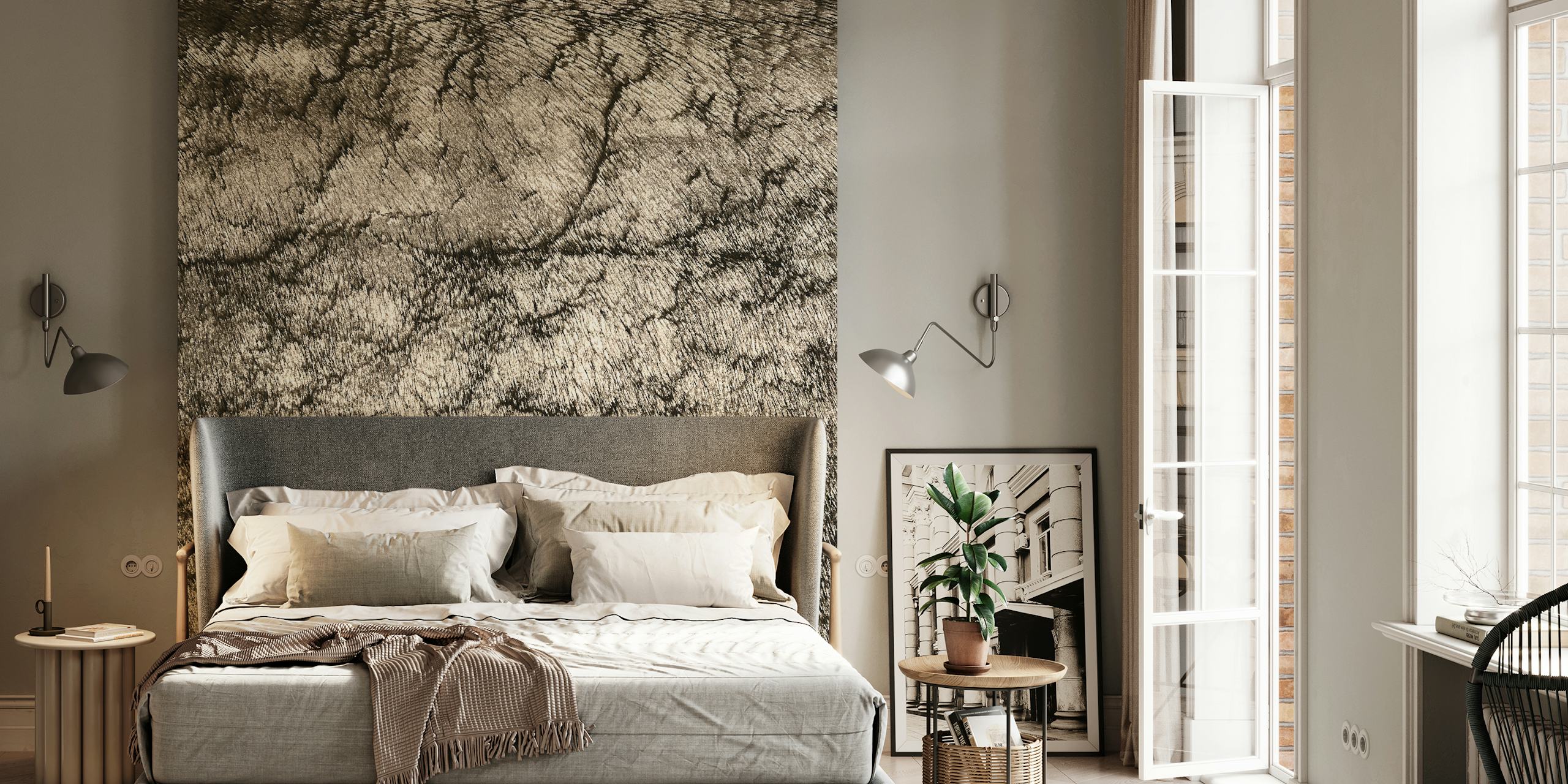 Goudkleurig fotobehang met een metallic vachtachtige uitstraling