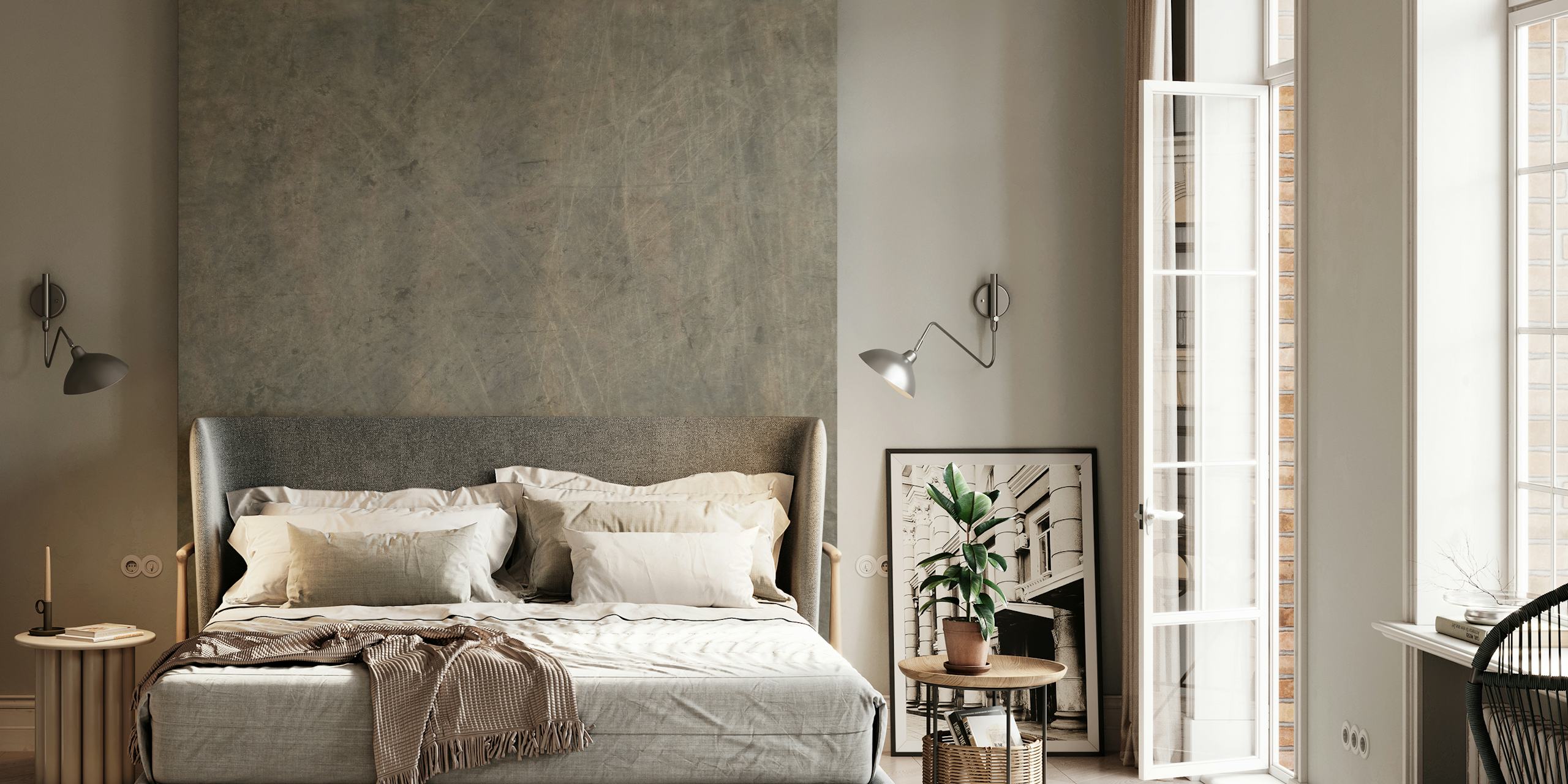 Papier peint Scratched Suede en gris chaud