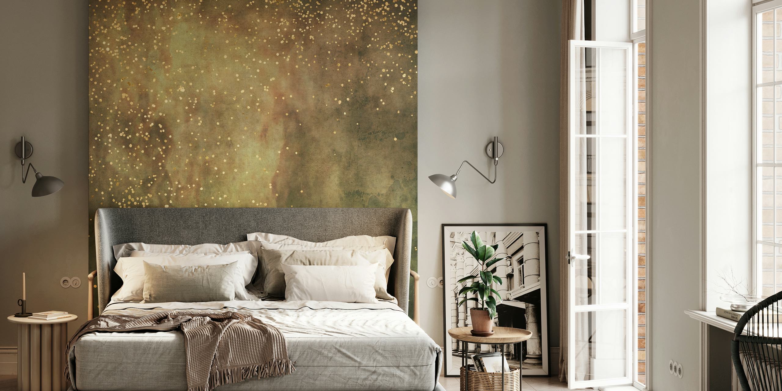 Carta da parati Olive Galaxy in una stanza elegante