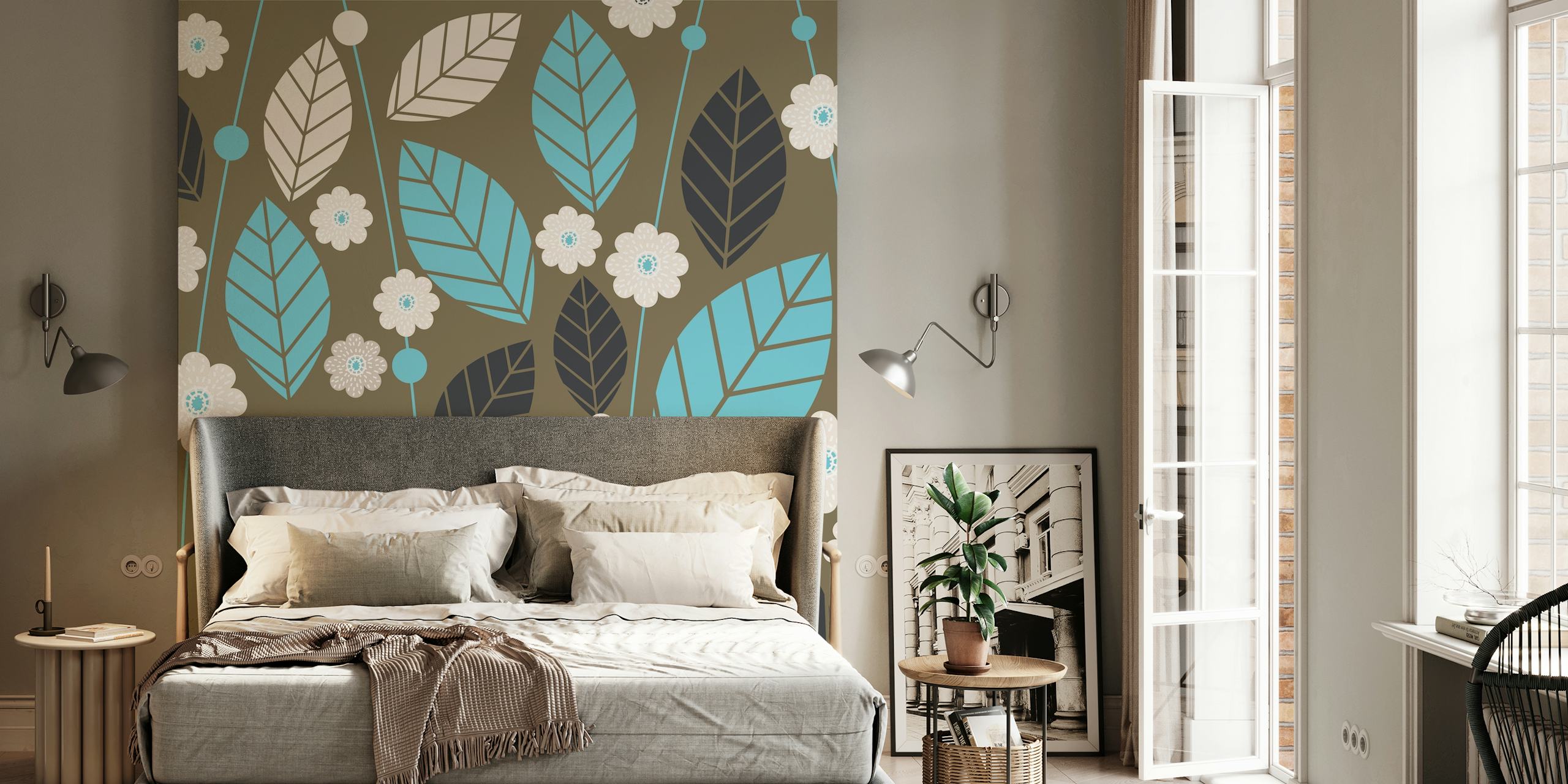 Earth tones Leaves Garden wallpaper in a room