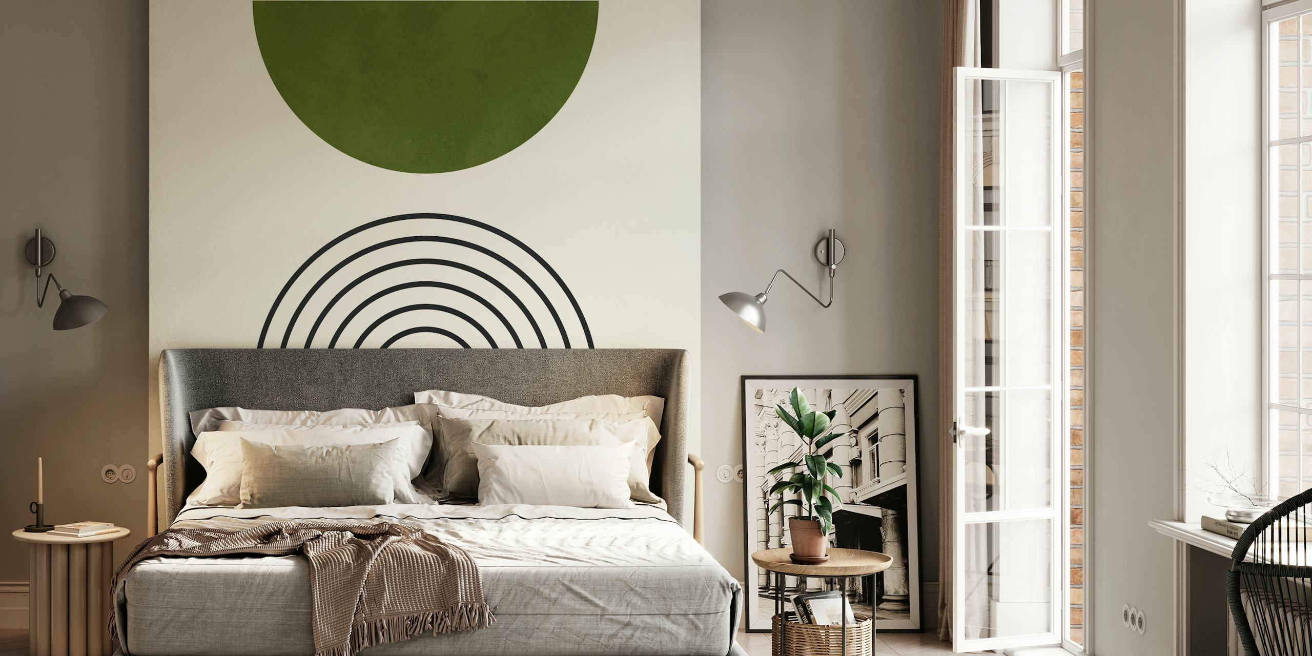 Ταπετσαρία Watercolor circles που εμφανίζεται σε ένα δωμάτιο