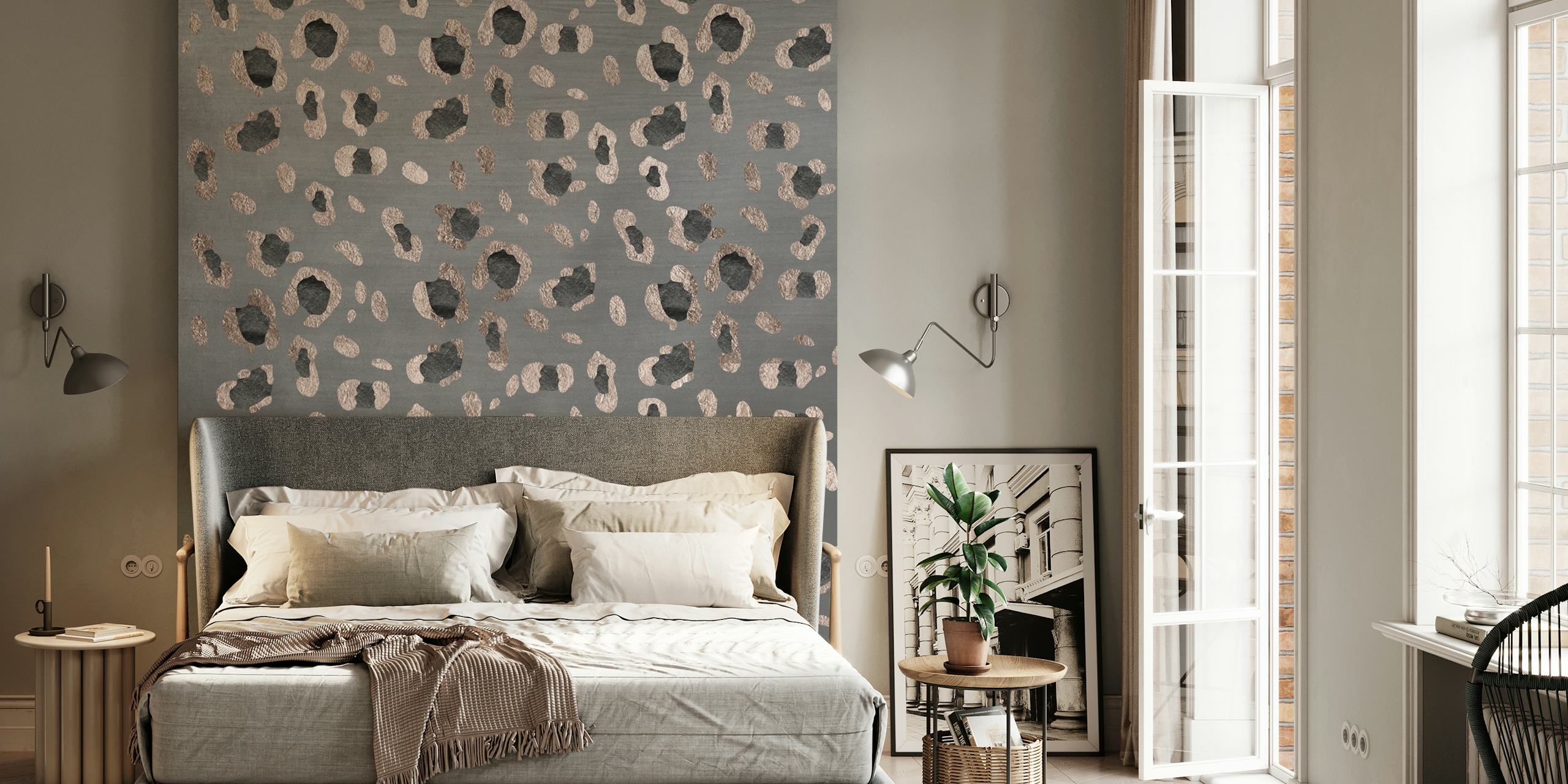 Leopard print wallpaper in stylish room