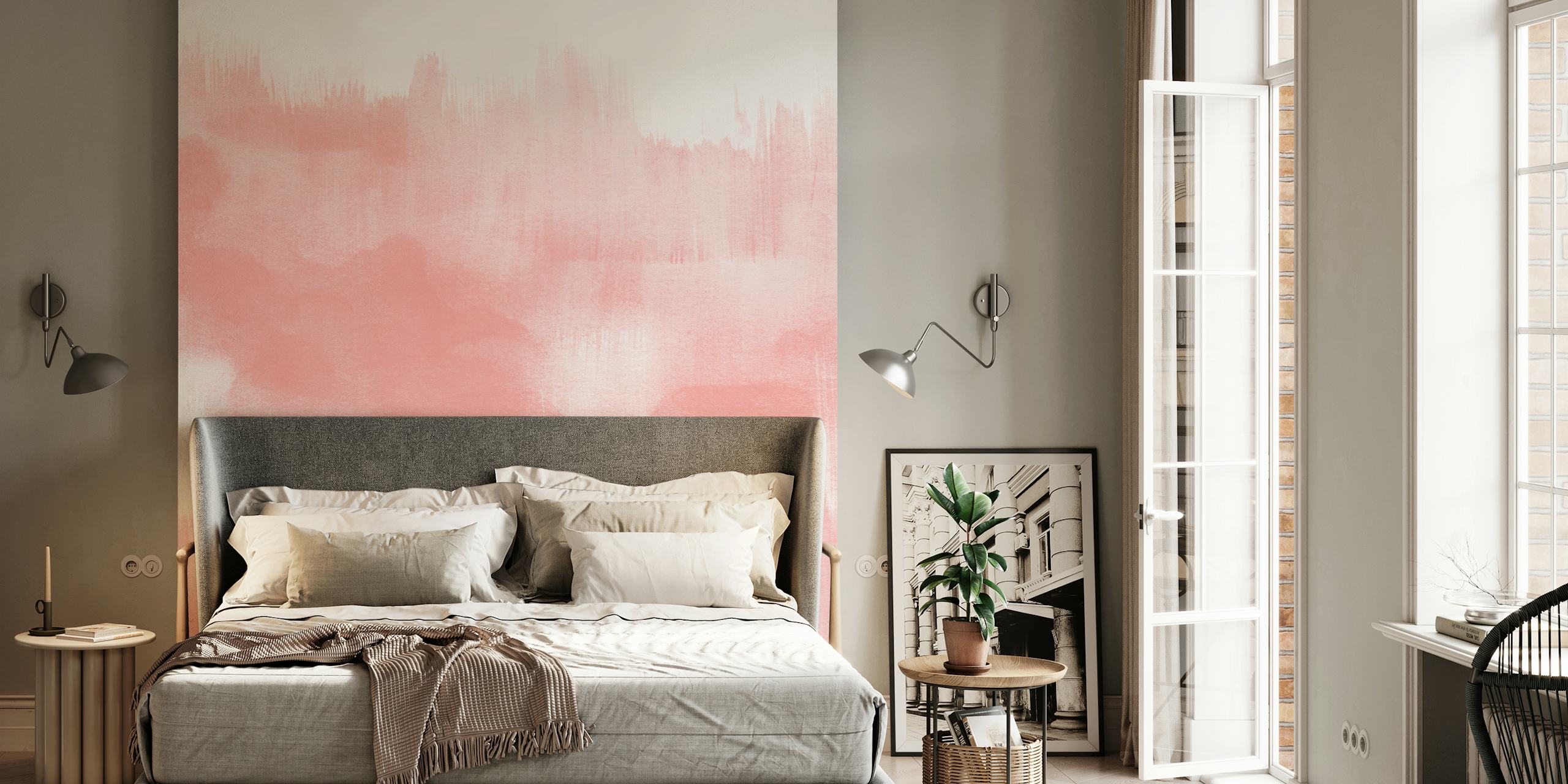 Abstract soft pink watercolor strokes wallpaper