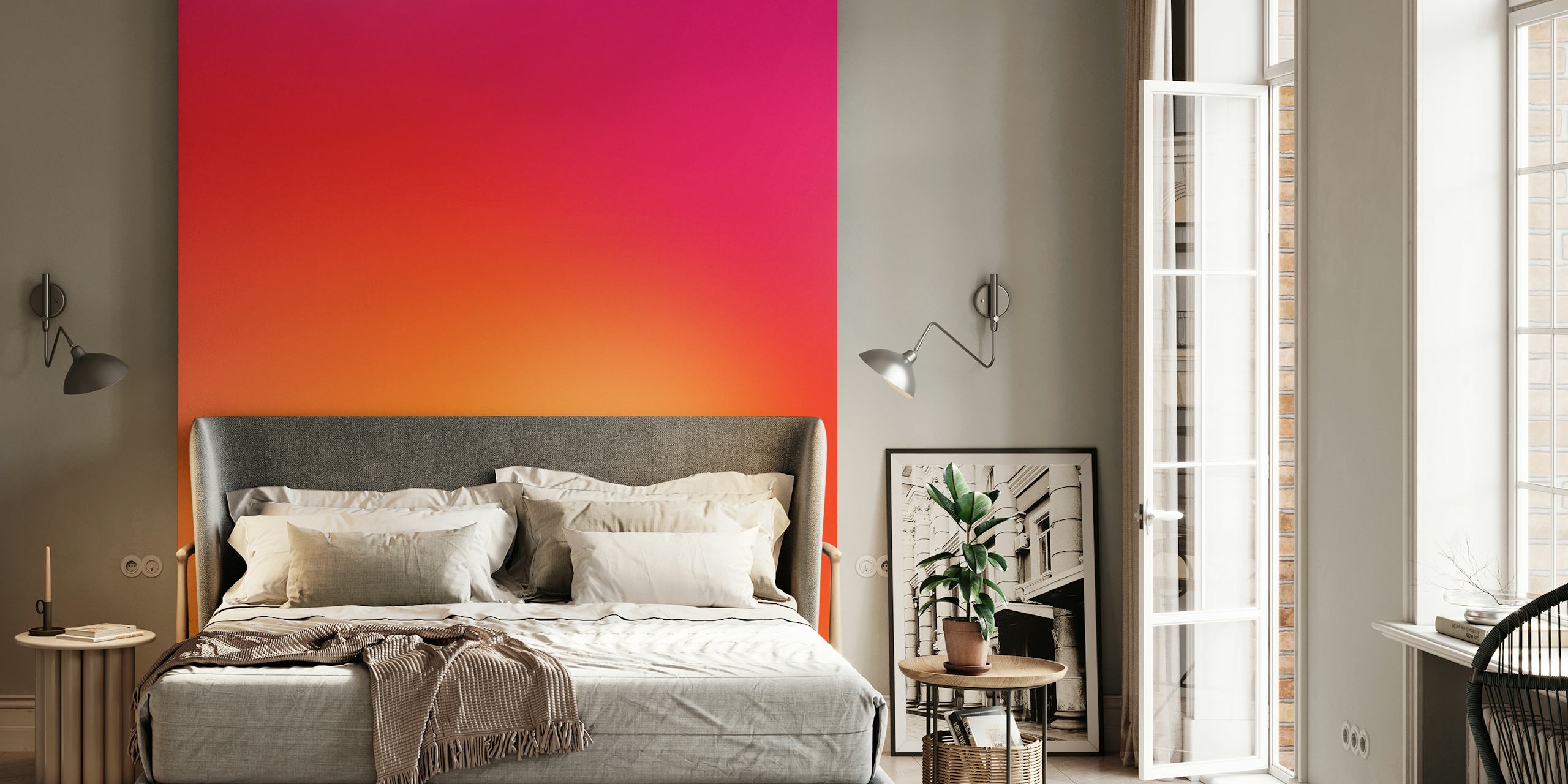 Hot Pink to Orange Gradient Wall Mural at Happywall