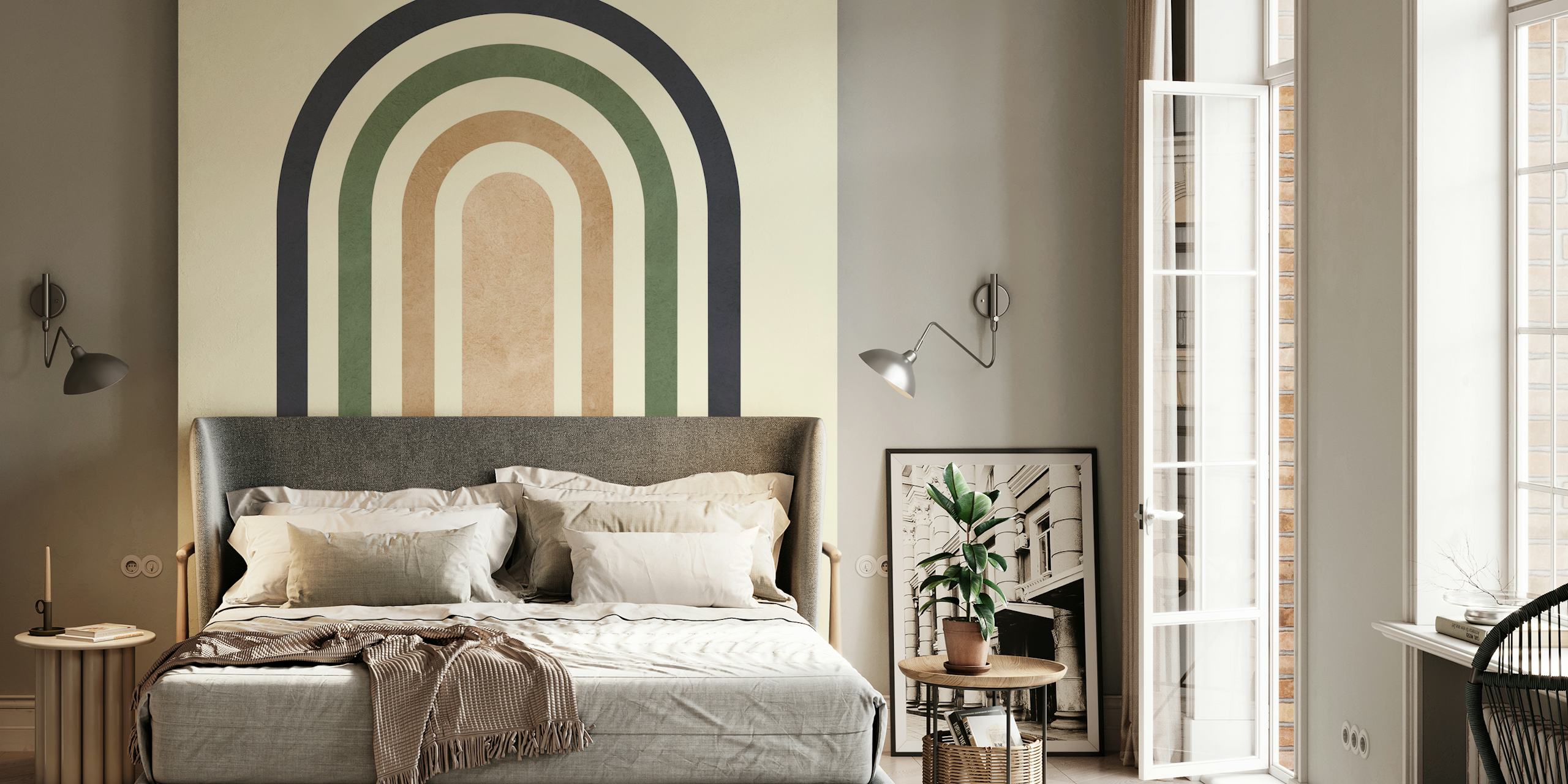 Boho rainbow tapet i et rum