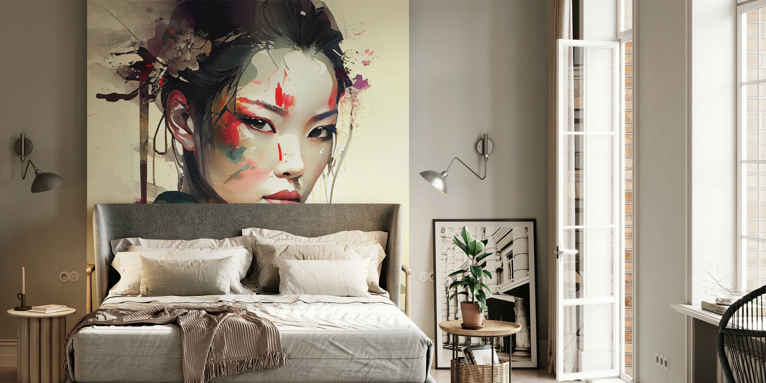 Tapeta Powerful Warrior Geisha v pokoji