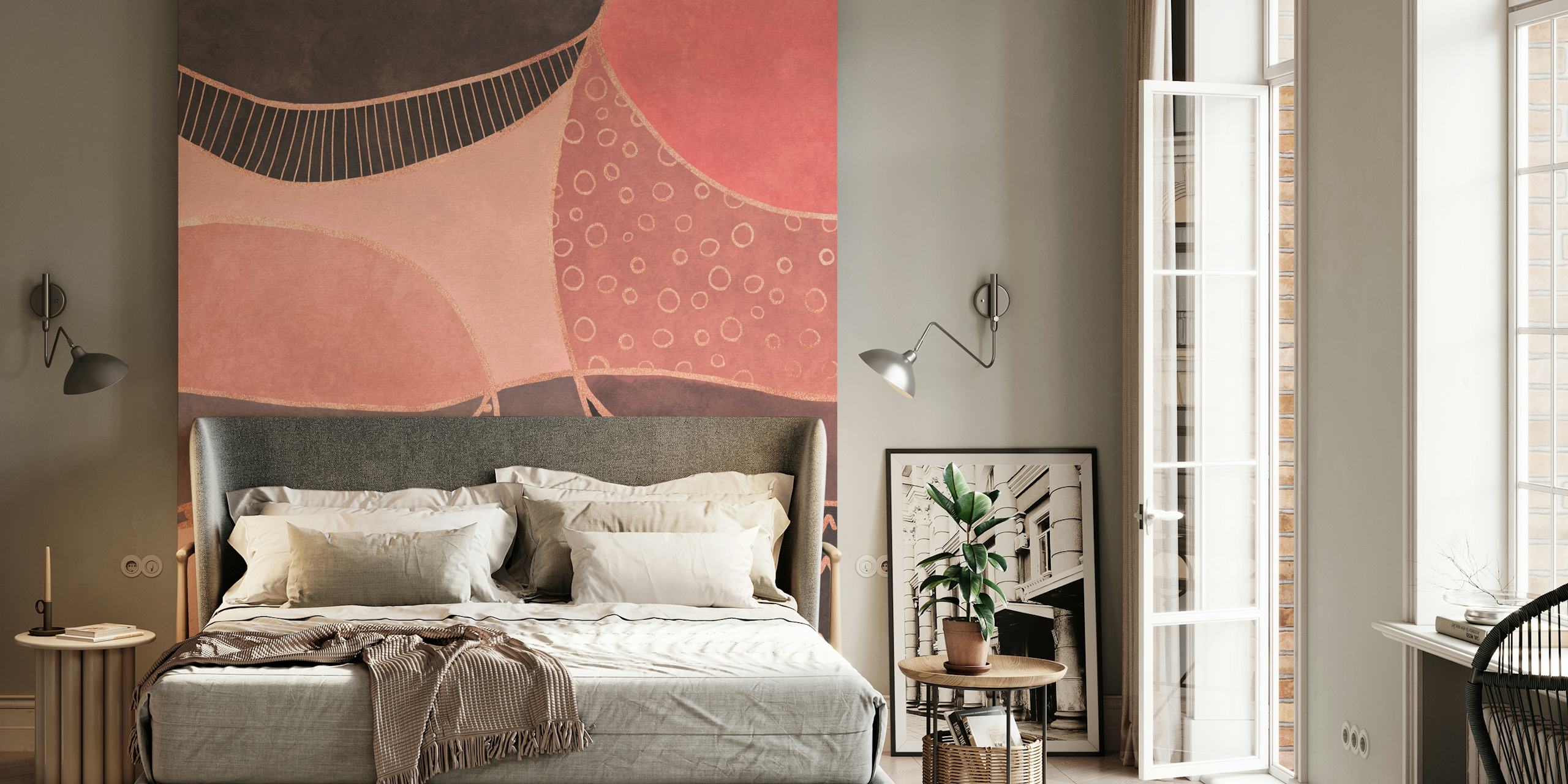 Papier peint Fancy Fields Watercolor Blush Rosegold dans une pièce
