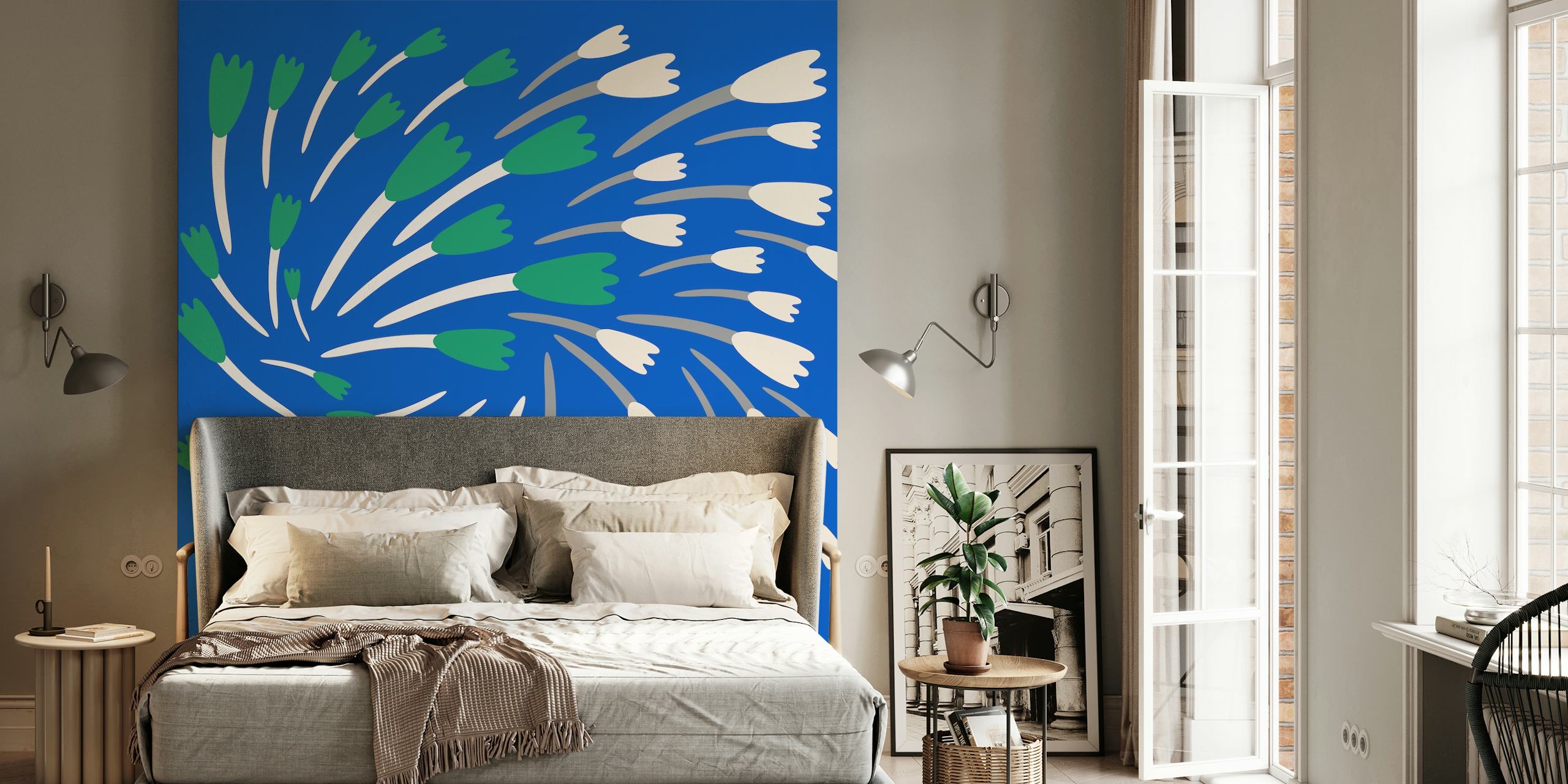 Naive tulips wall decor design σε μπλε