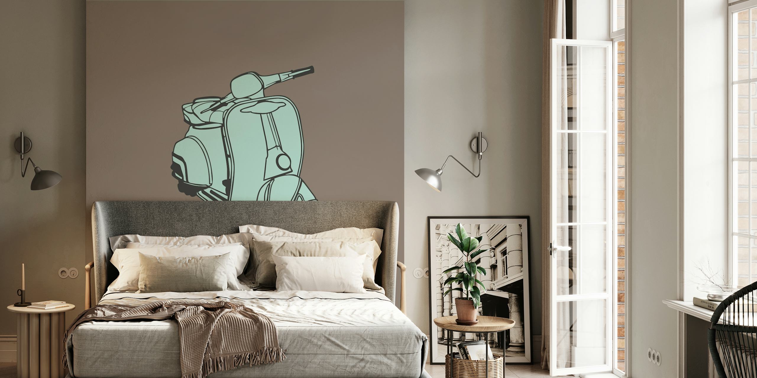 Sage Motorcycle Vespa wallpaper in a room