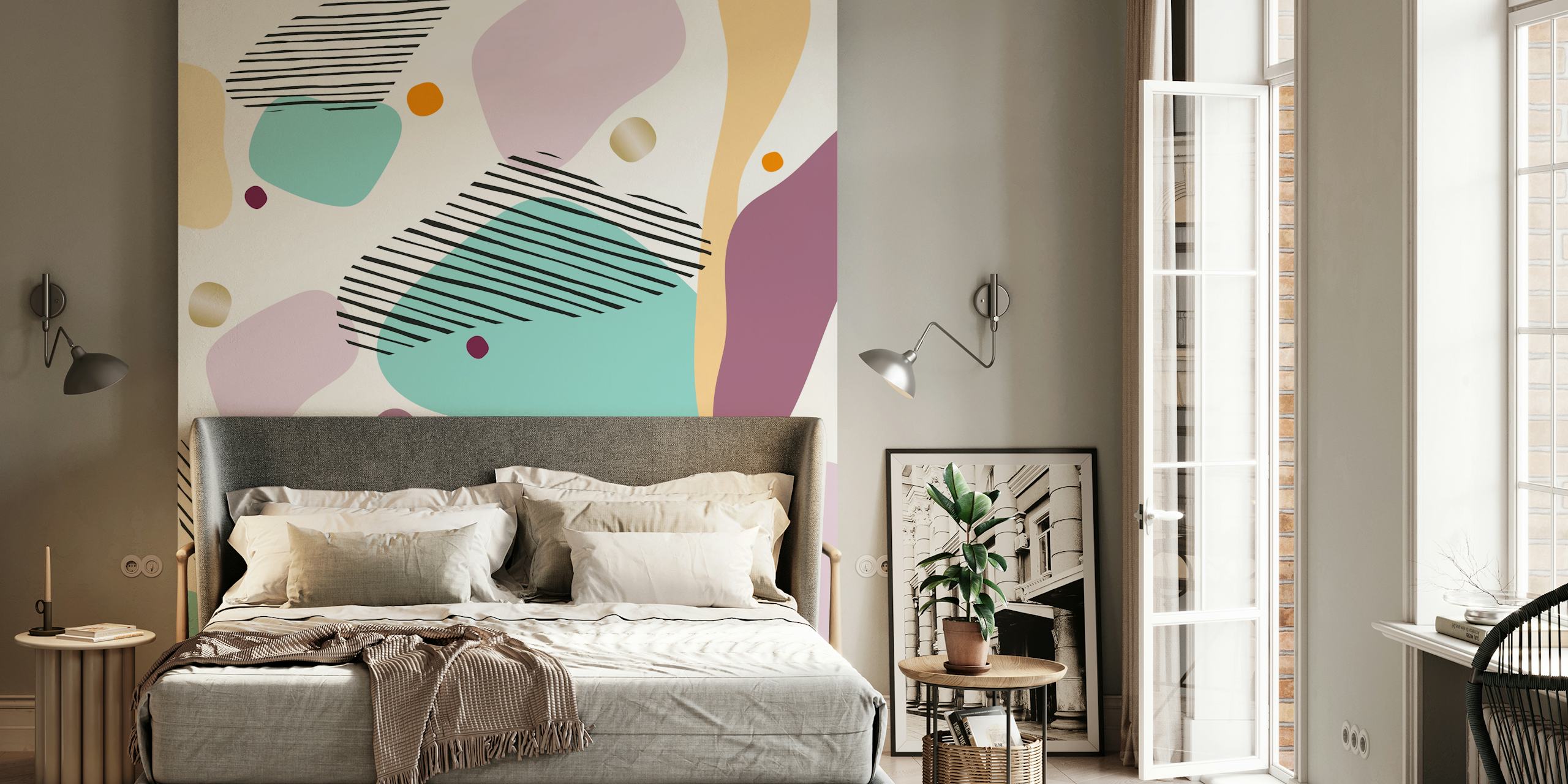 abstract wall pattern in a room setting