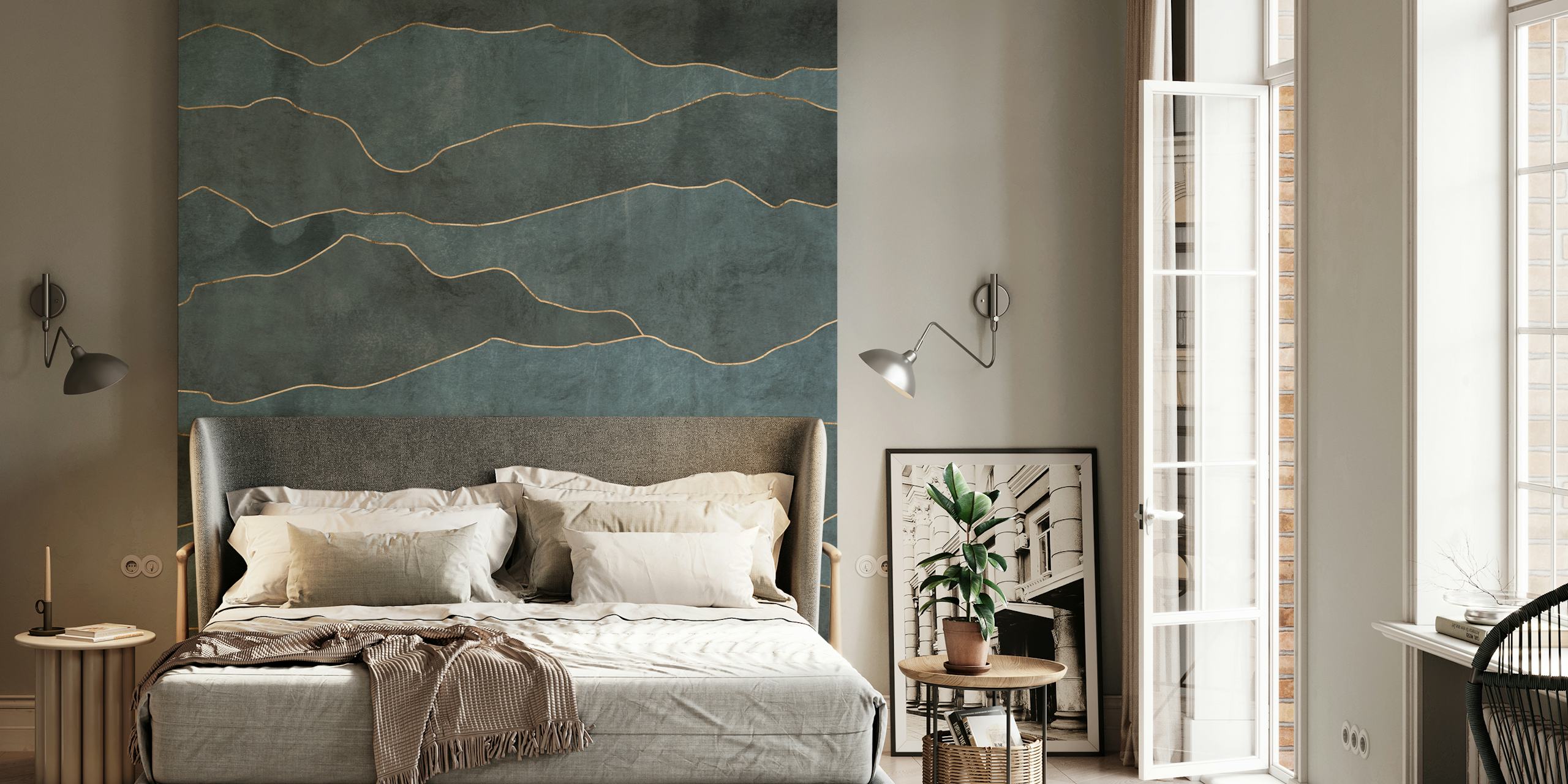 Gold and Petrol Mountains tapetti huoneessa