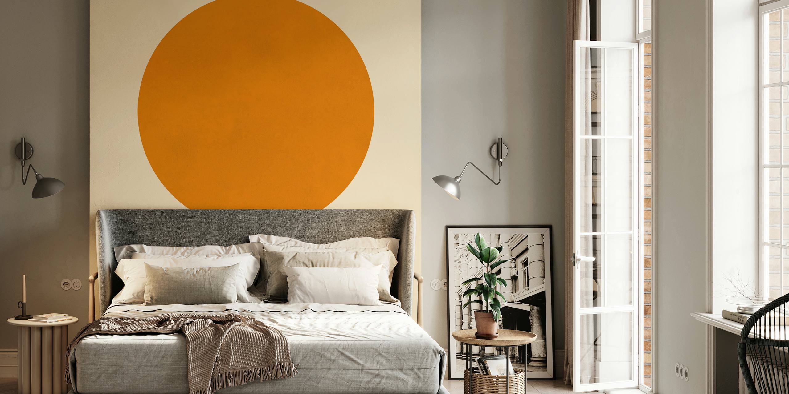 Minimalist wallpaper with orange circle design