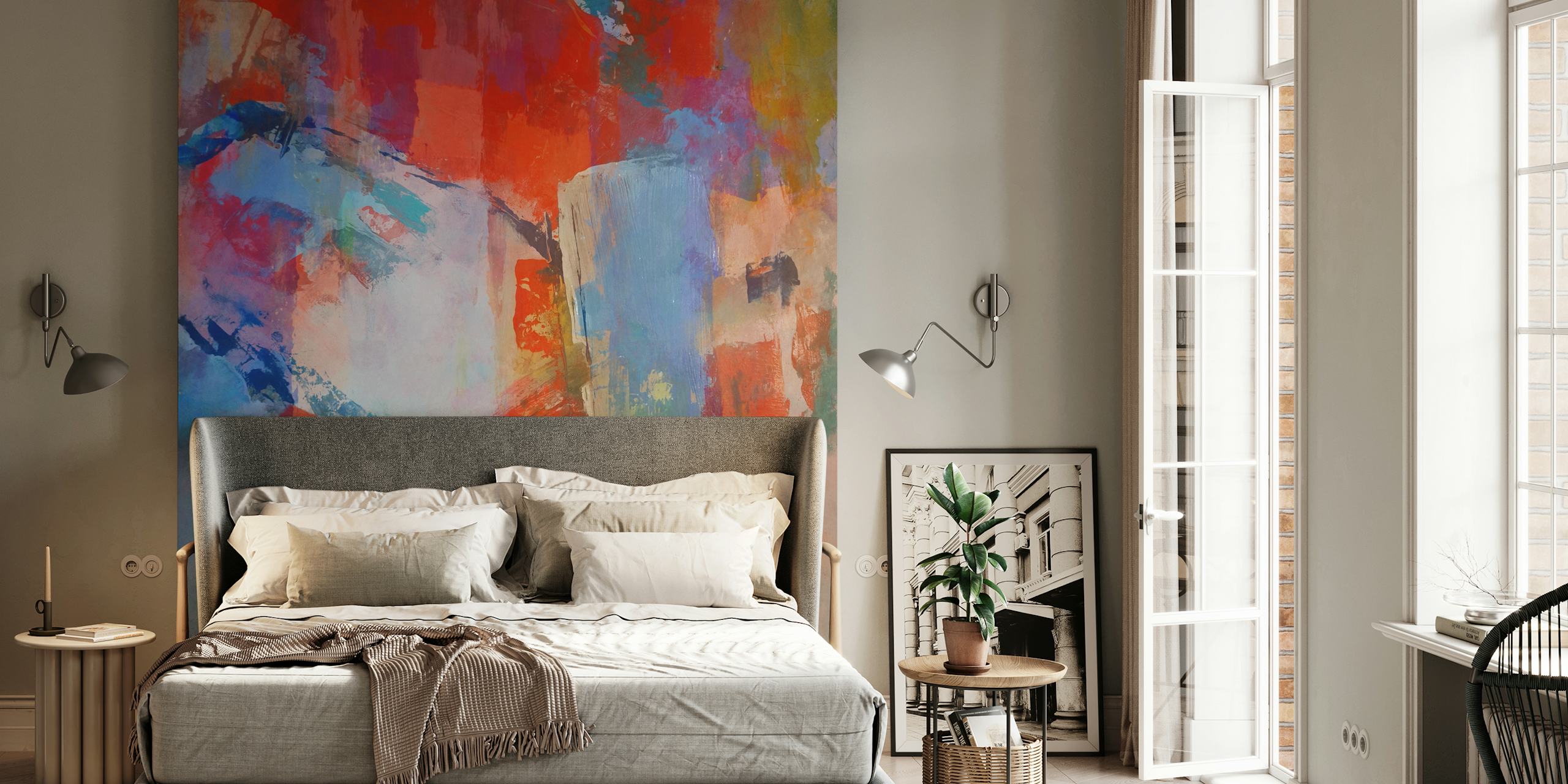 Papier peint brushstroke coloré dans une pièce