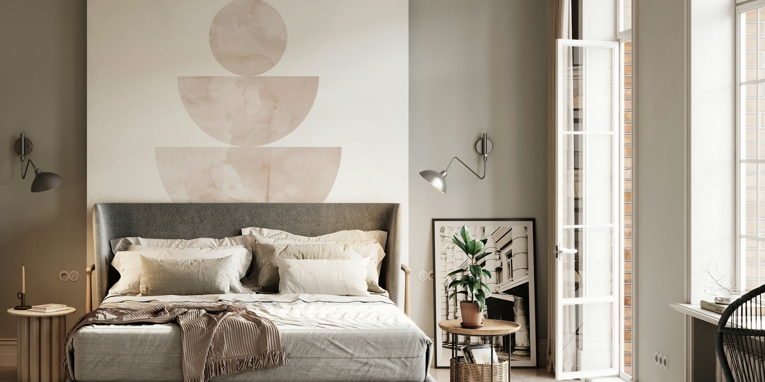 Abstract beige circles in varying sizes wallpaper