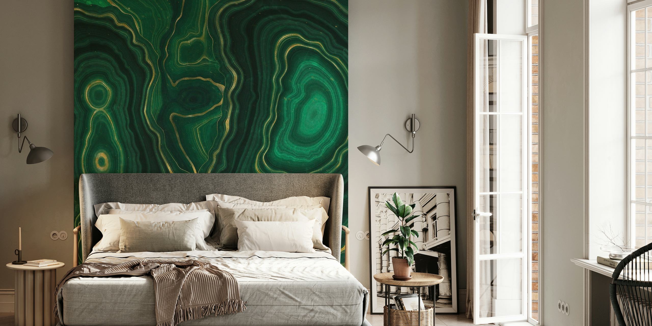 Elegant Emerald Green Marble Texture Wallpaper