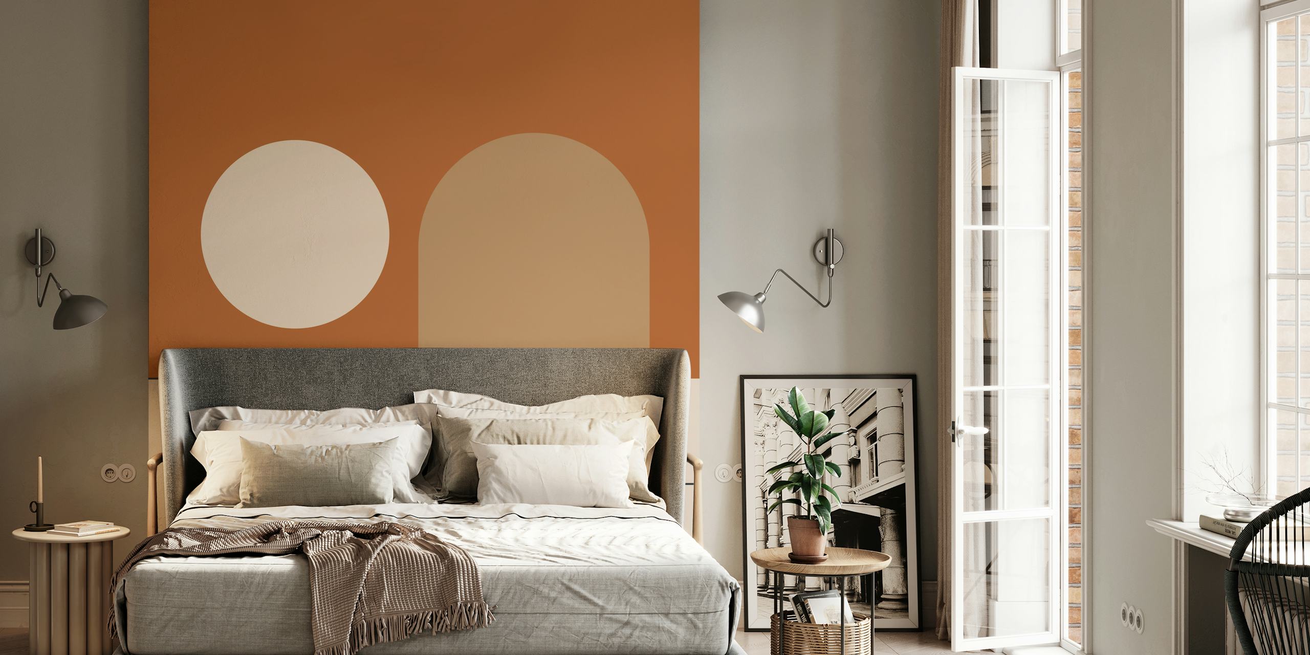 Pink Moon abstract autumn colors wallpaper in a room