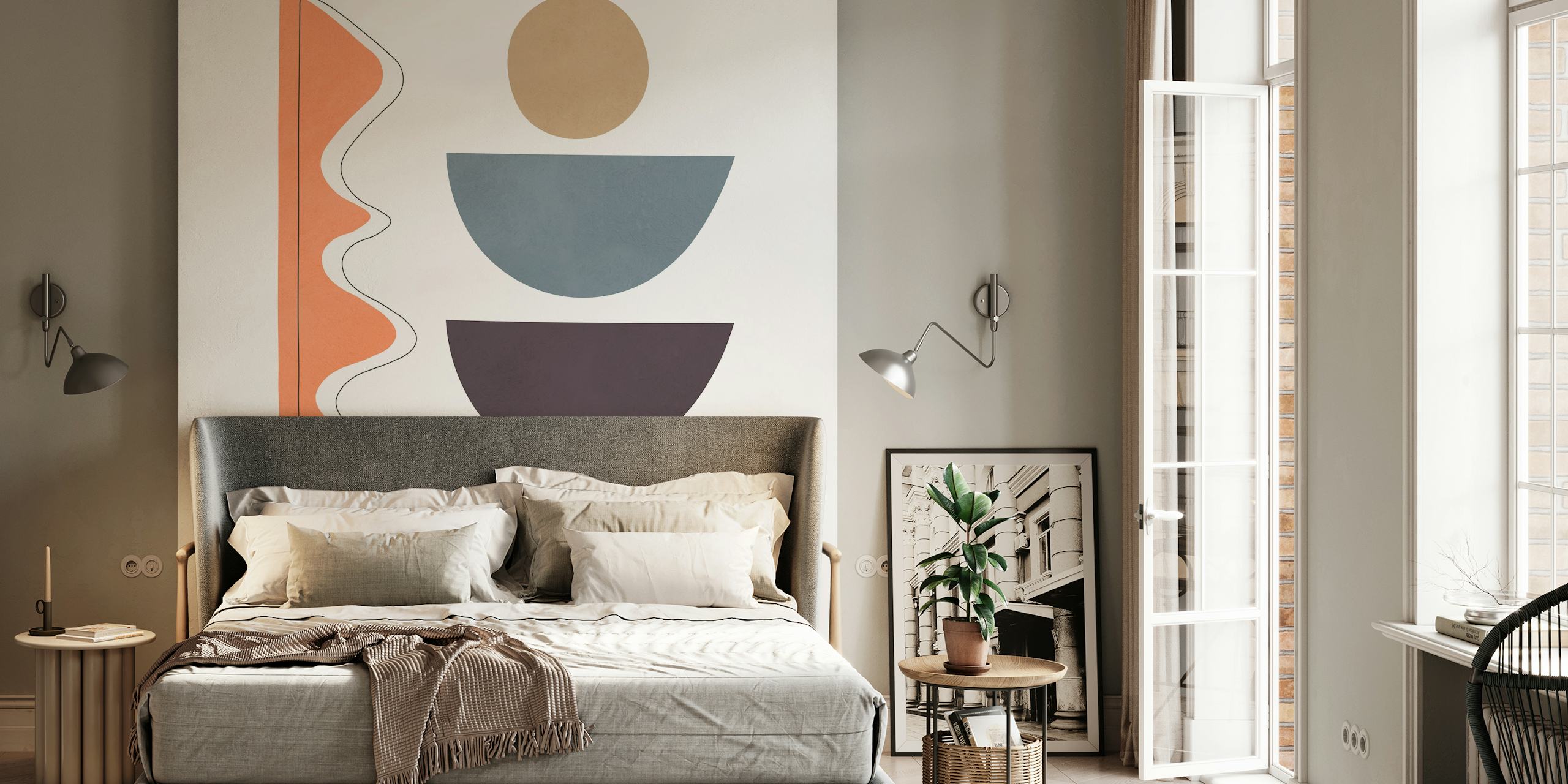 Circles and semicircles ταπετσαρία σε ένα δωμάτιο