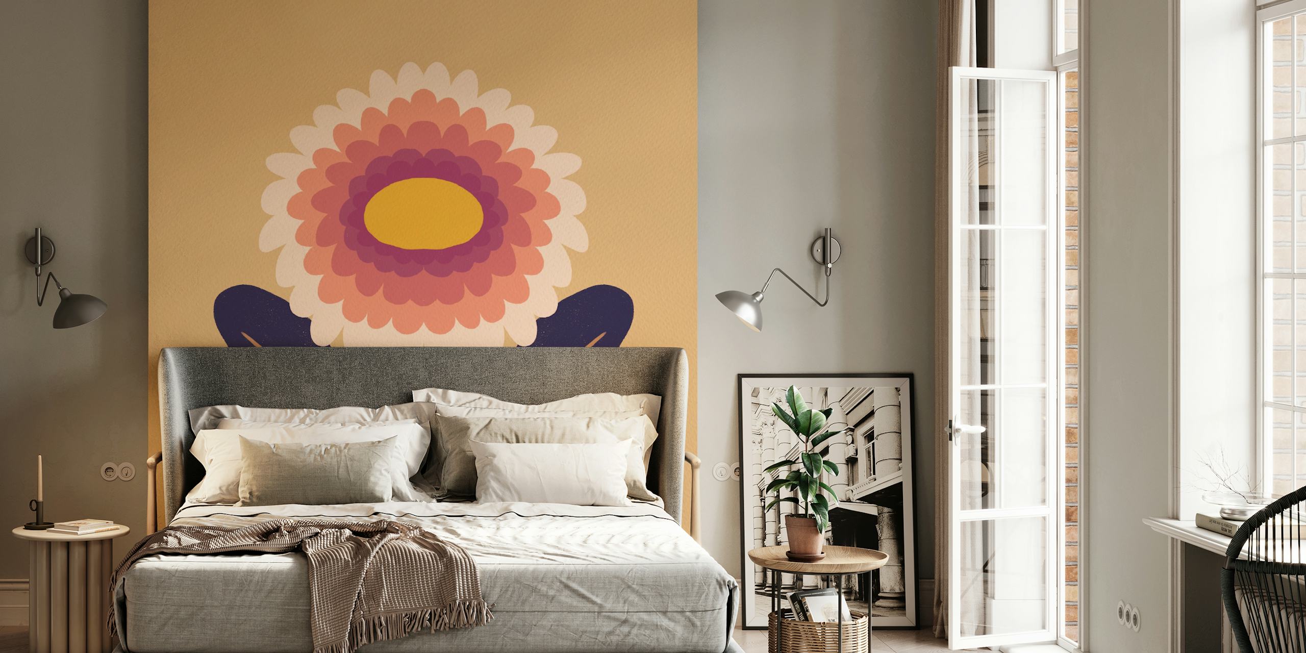 Cute modern dahlia tapet i et rom