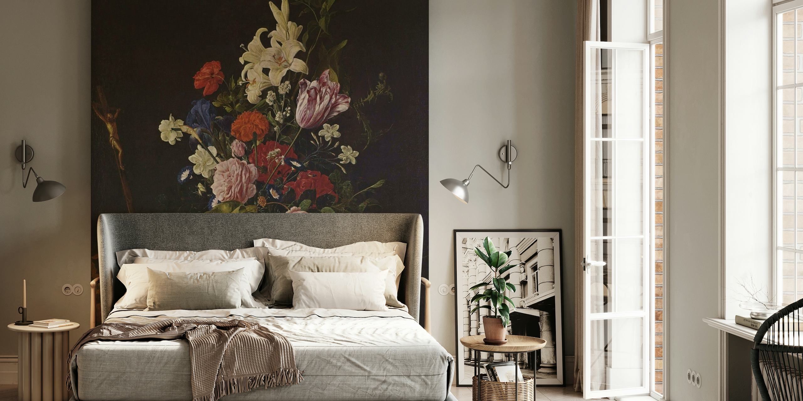 Opulent Lush Baroque Vintage Flowers In Vase 1 wallpaper