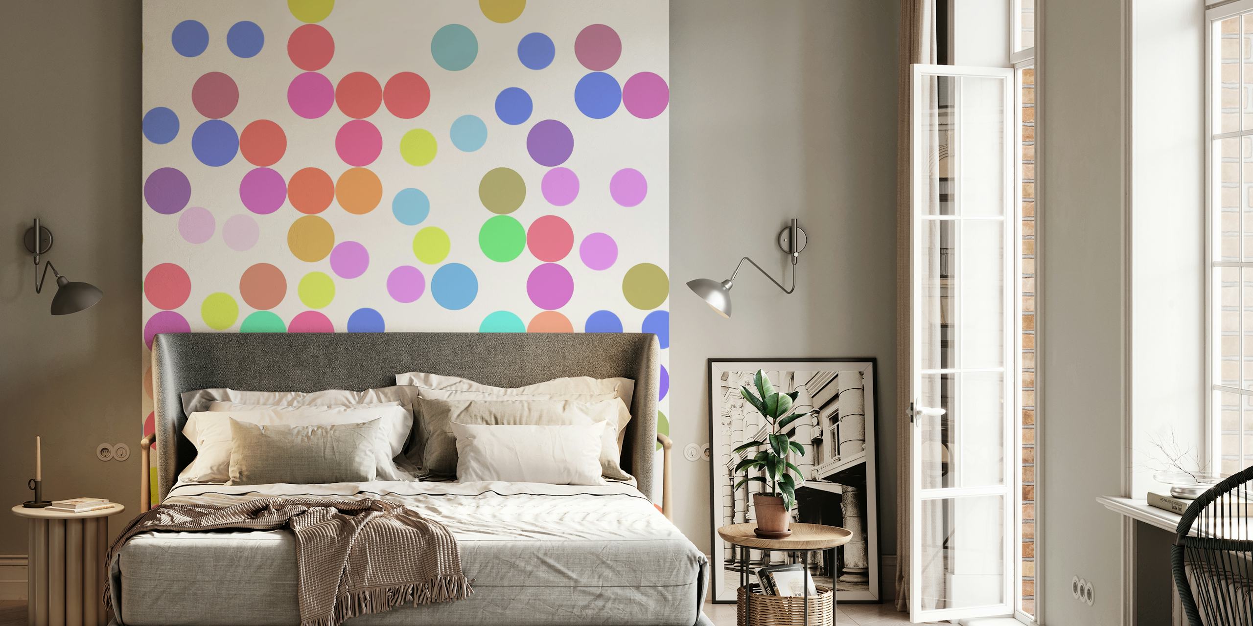 Colorful circle patterns on wallpaper
