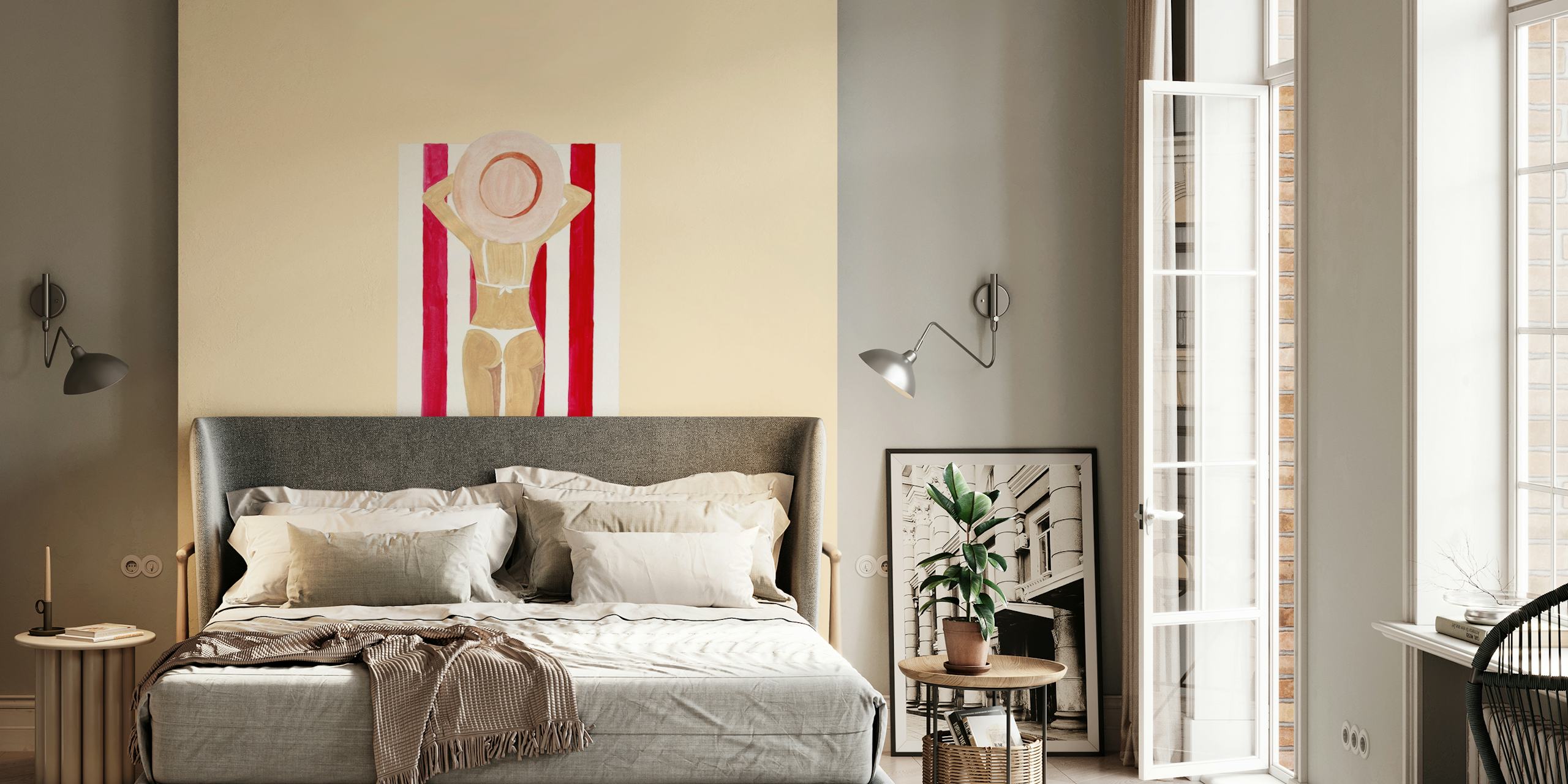Design de papier peint sur le thème de la plage avec une figure