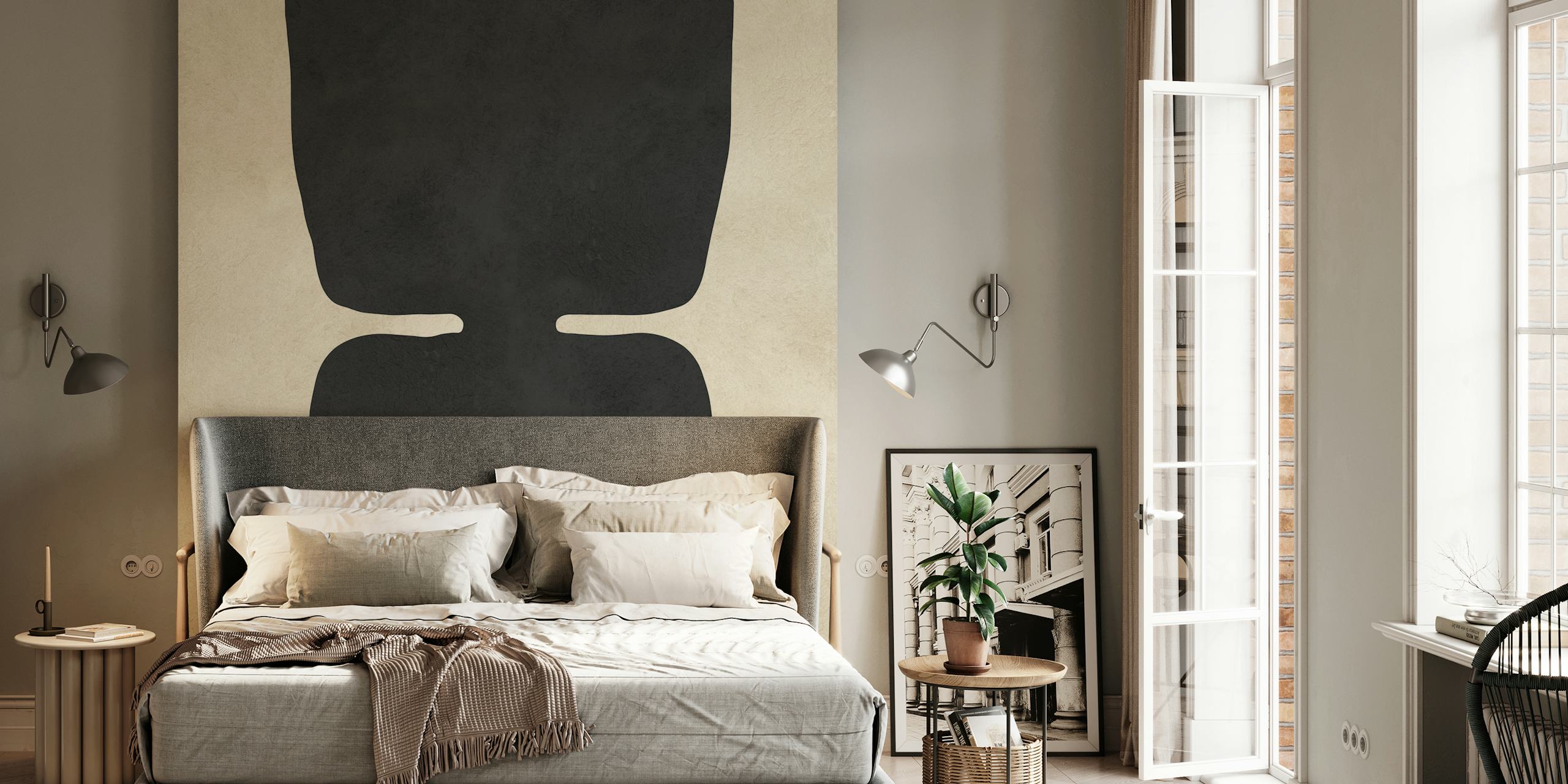 Geometric modern art wallpaper in a room