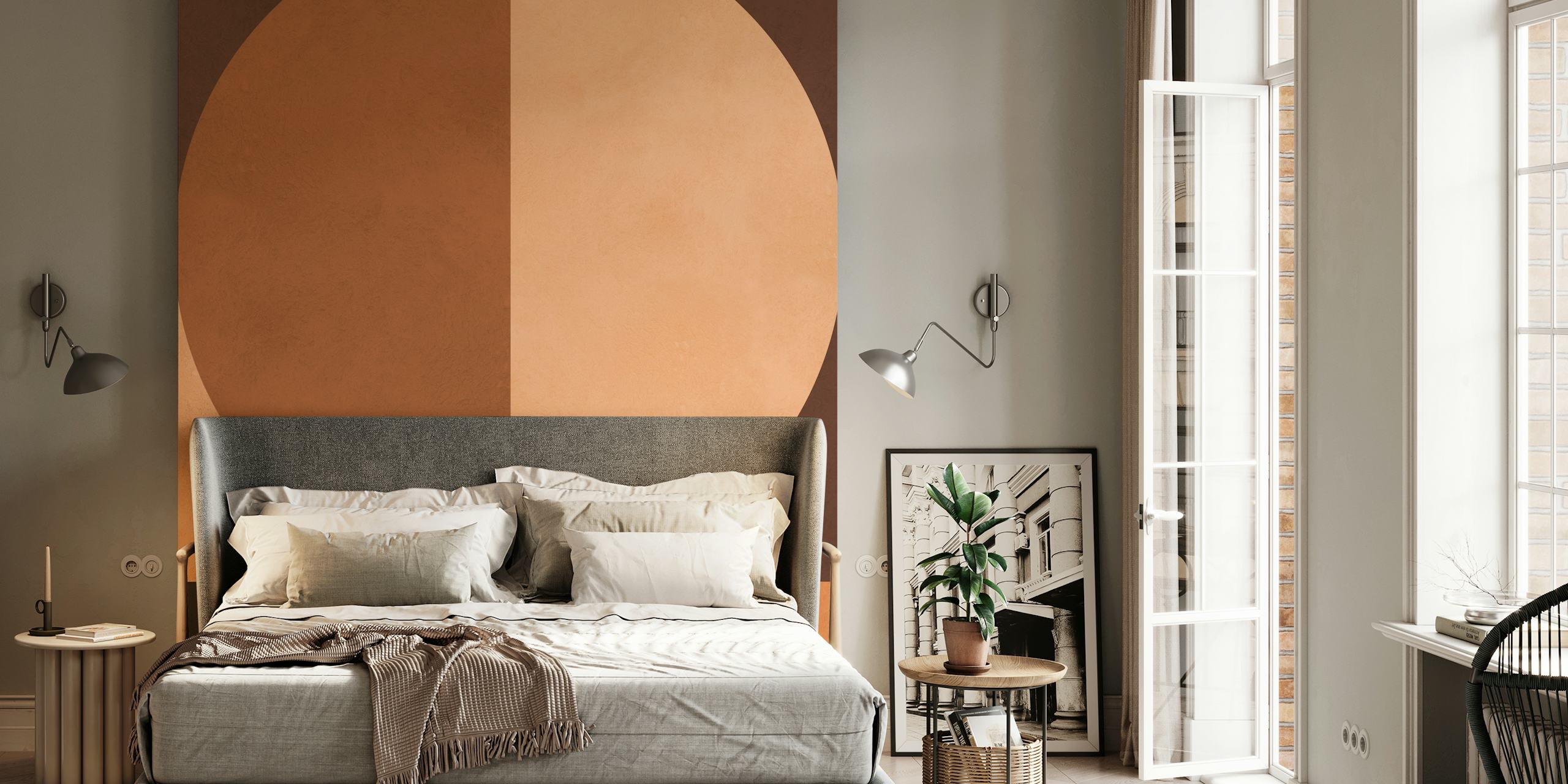 Geometric pattern in shades of brown and tan wallpaper