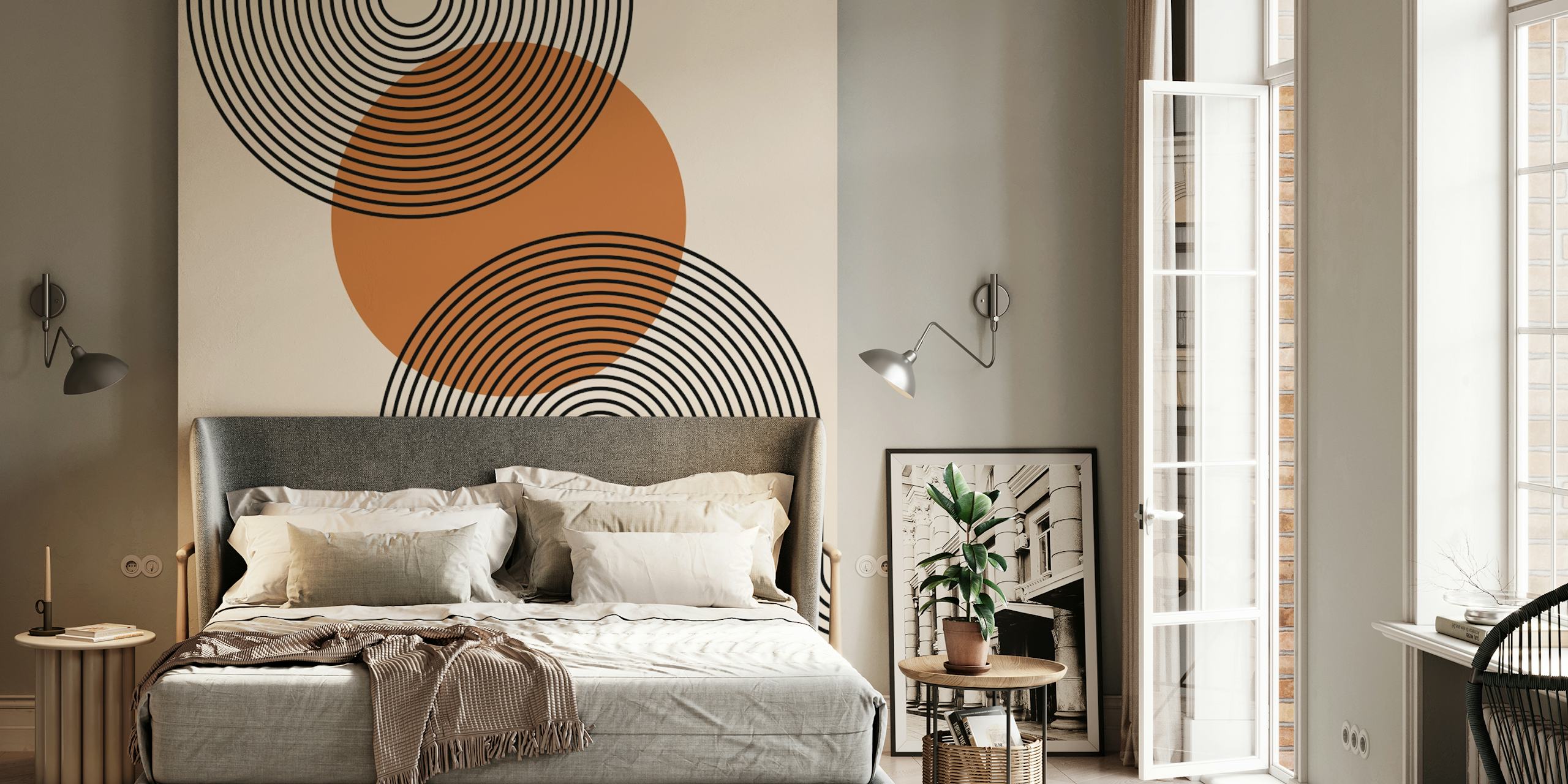 Curved Line Art Decor tapet i stilfull inredning