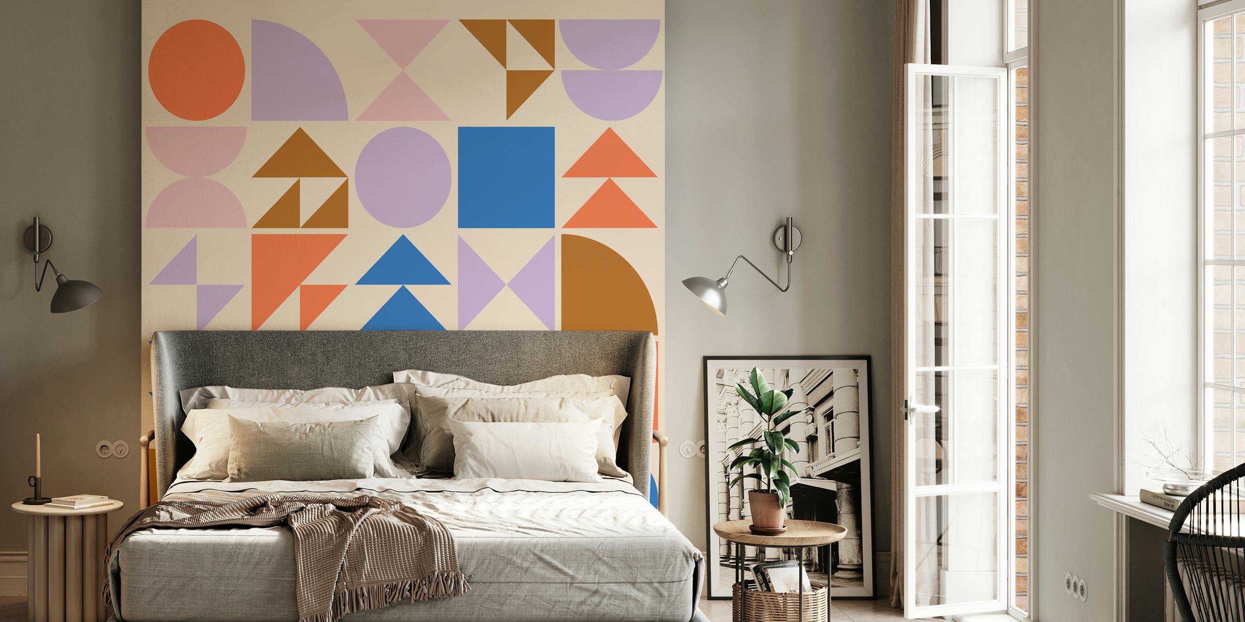 Colorful Geometric Shapes carta da parati in una stanza