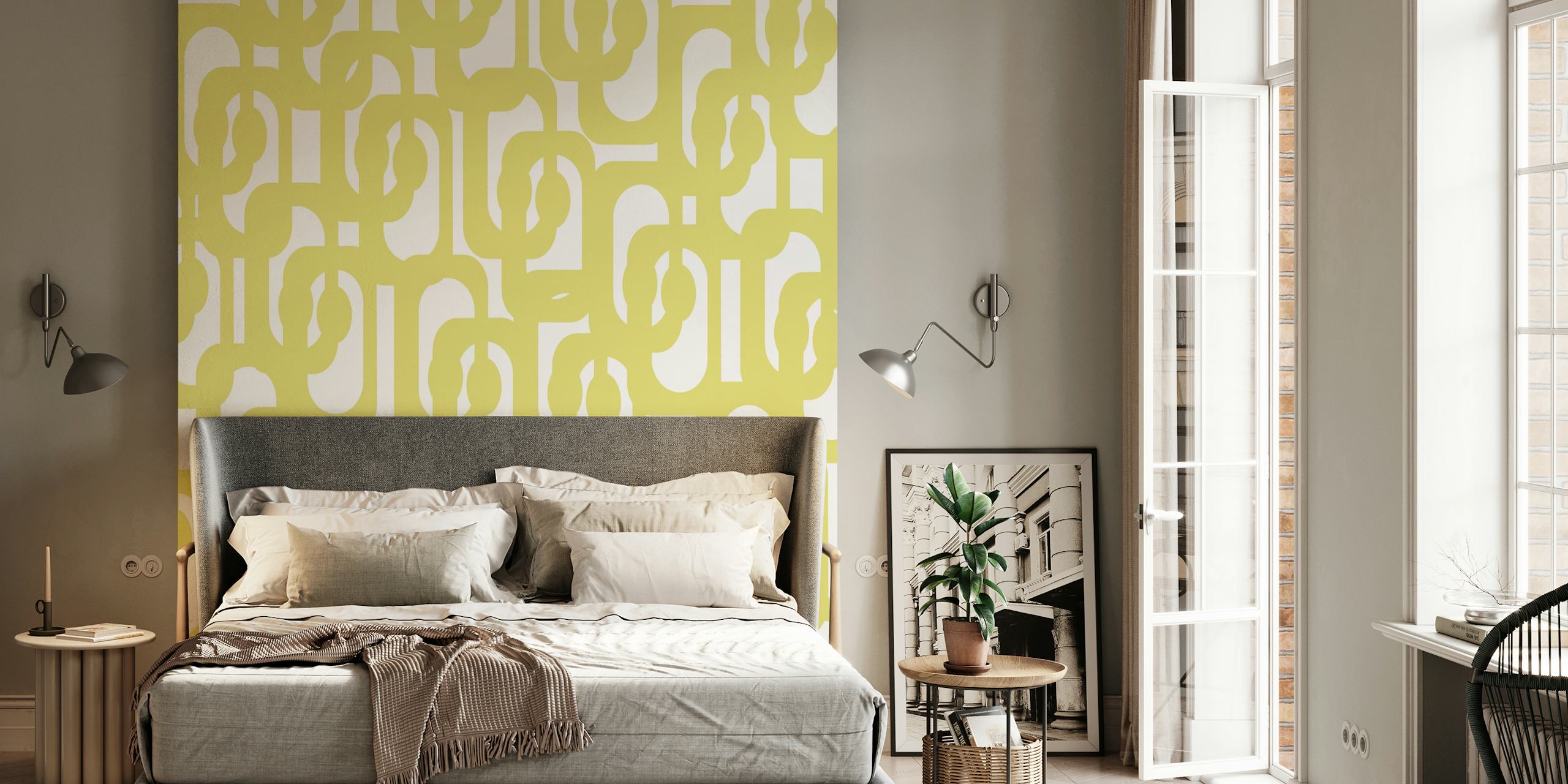 Mid Century Modern Loops Light Linden Yellow Tapete