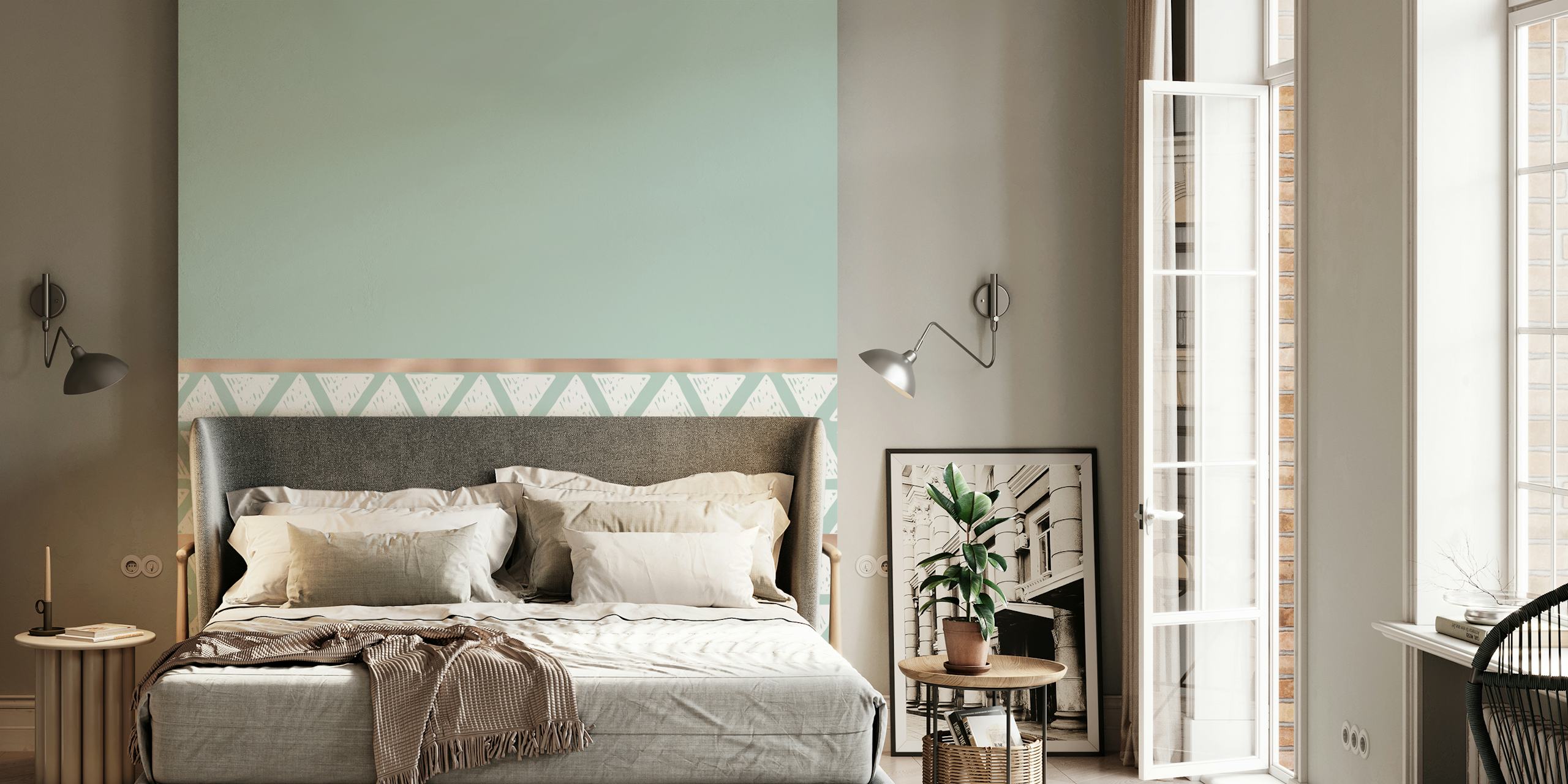 Tranquil triangles wallpaper in a room