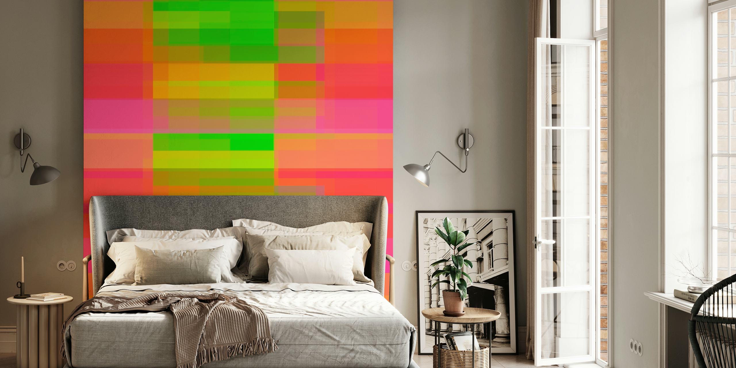 Pixelated Rainbow Bliss wallpaper in a room