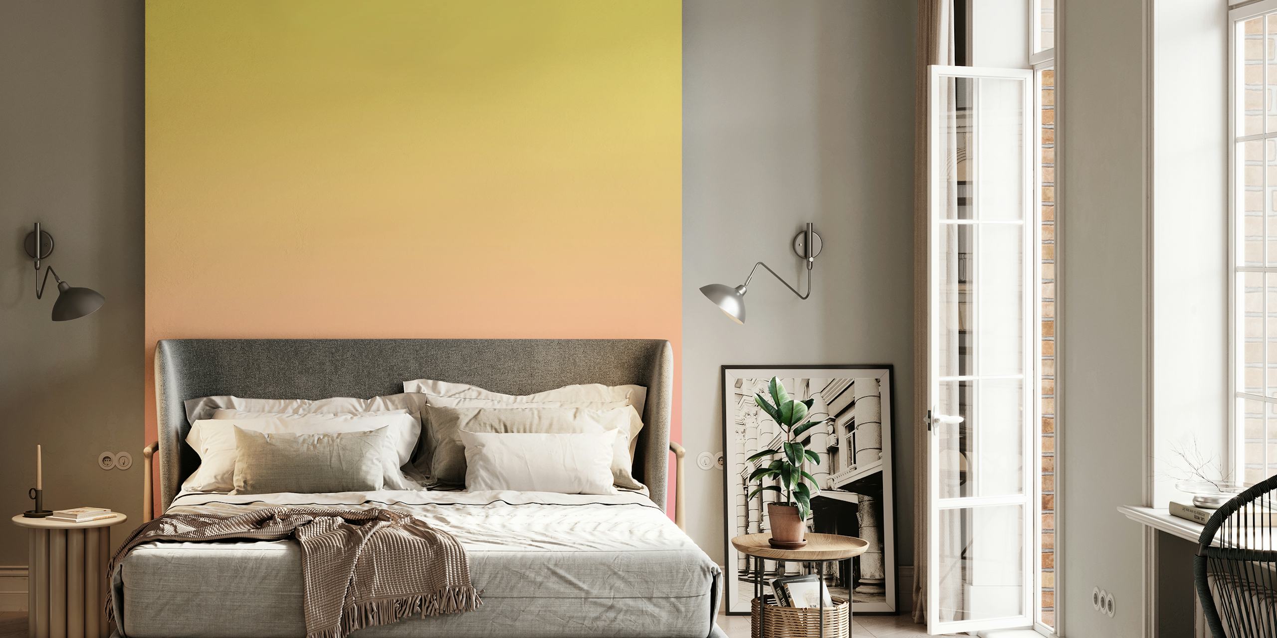 Pastel sunrise blend gradient wallpaper in a room