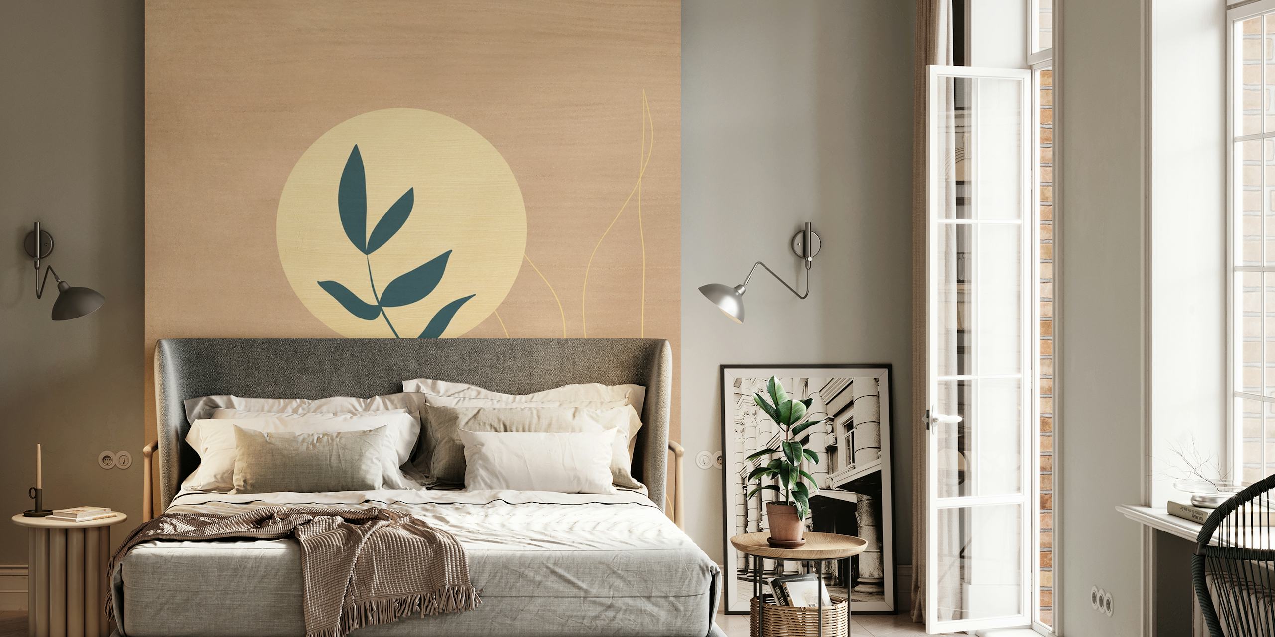 Desert Leaf 1 wallpaper in a room setting