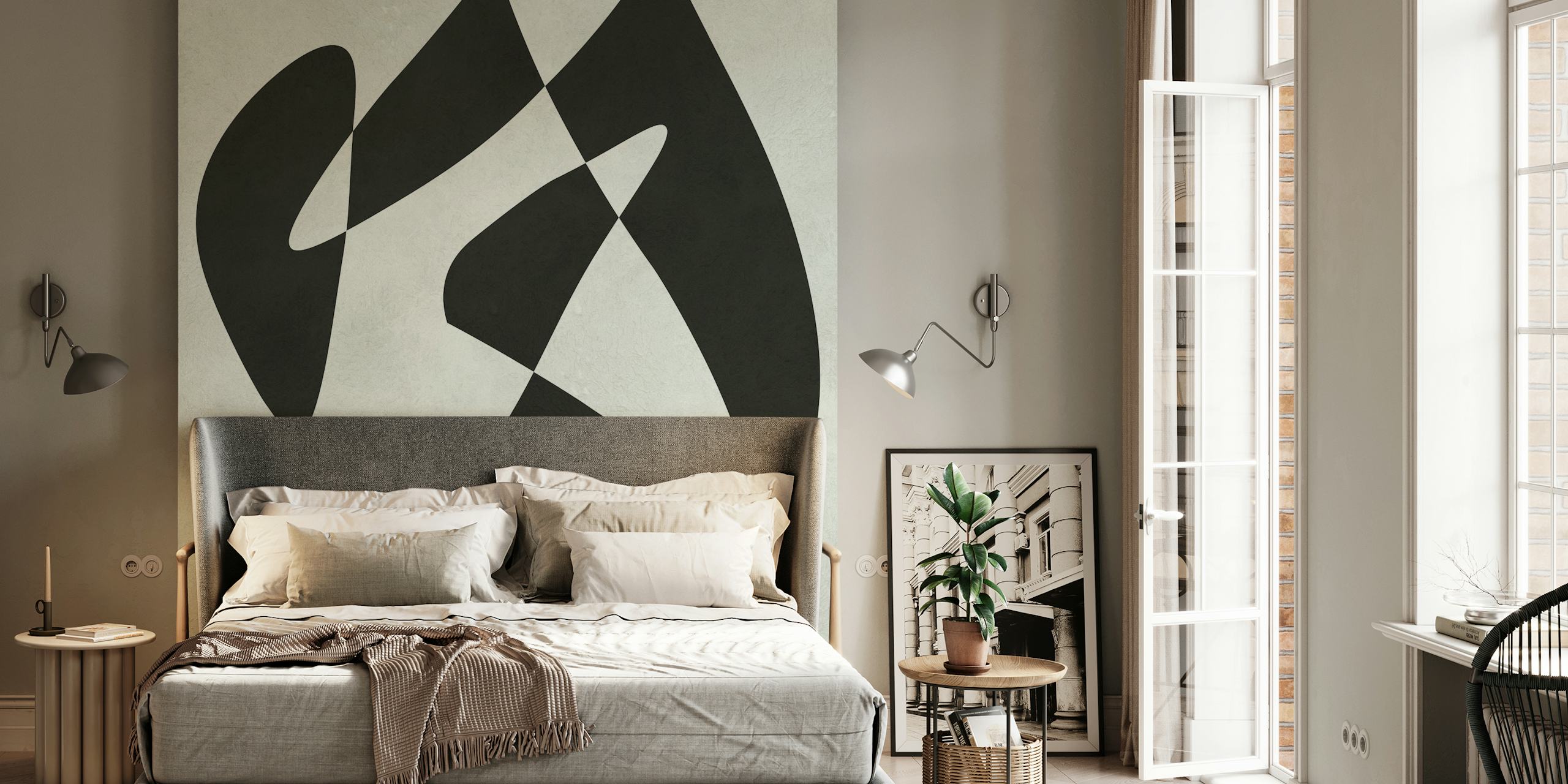 Abstract Noir Twists wallpaper in a room