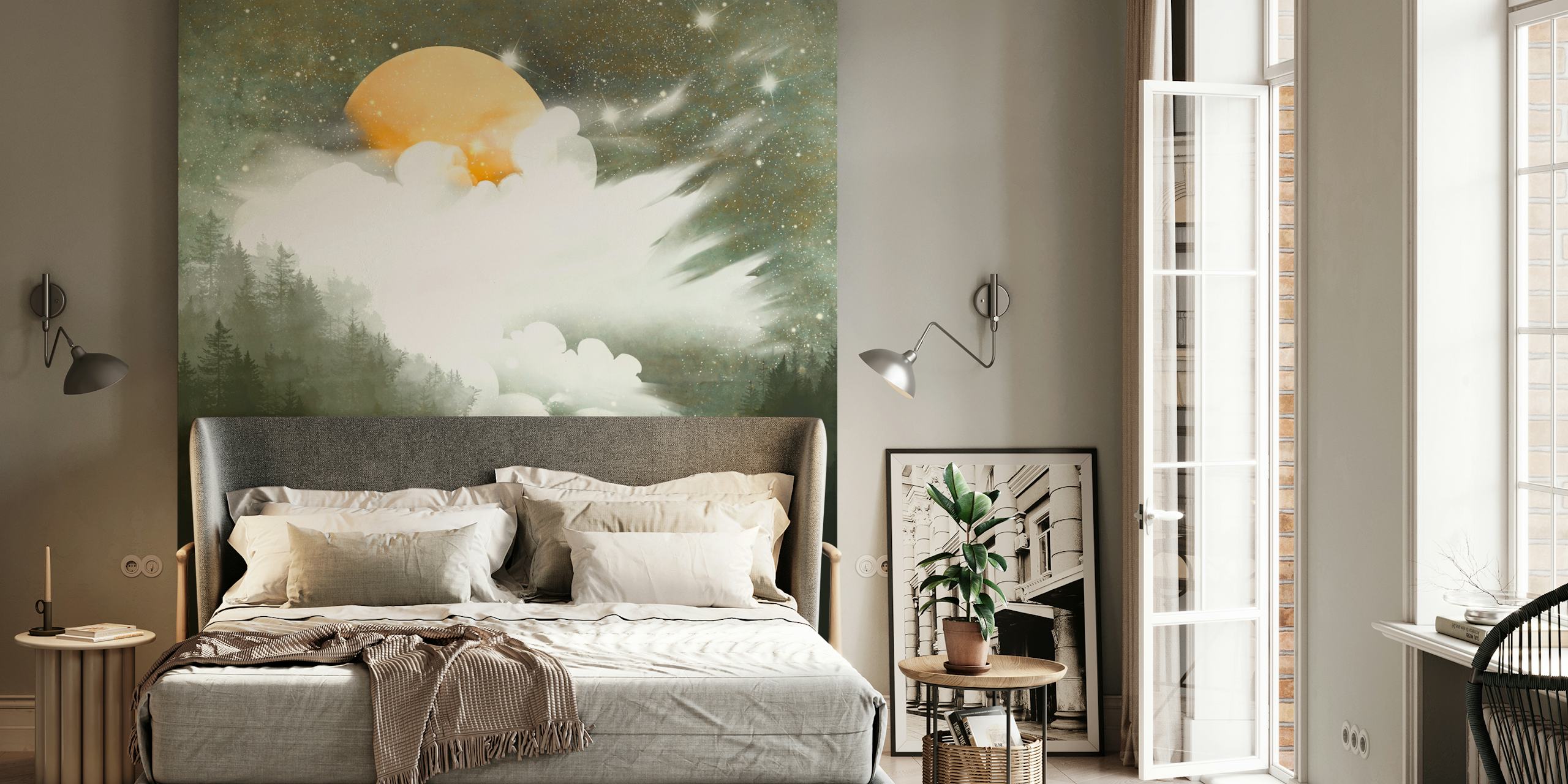 Tapeta Golden Moonlit Woods w pokoju