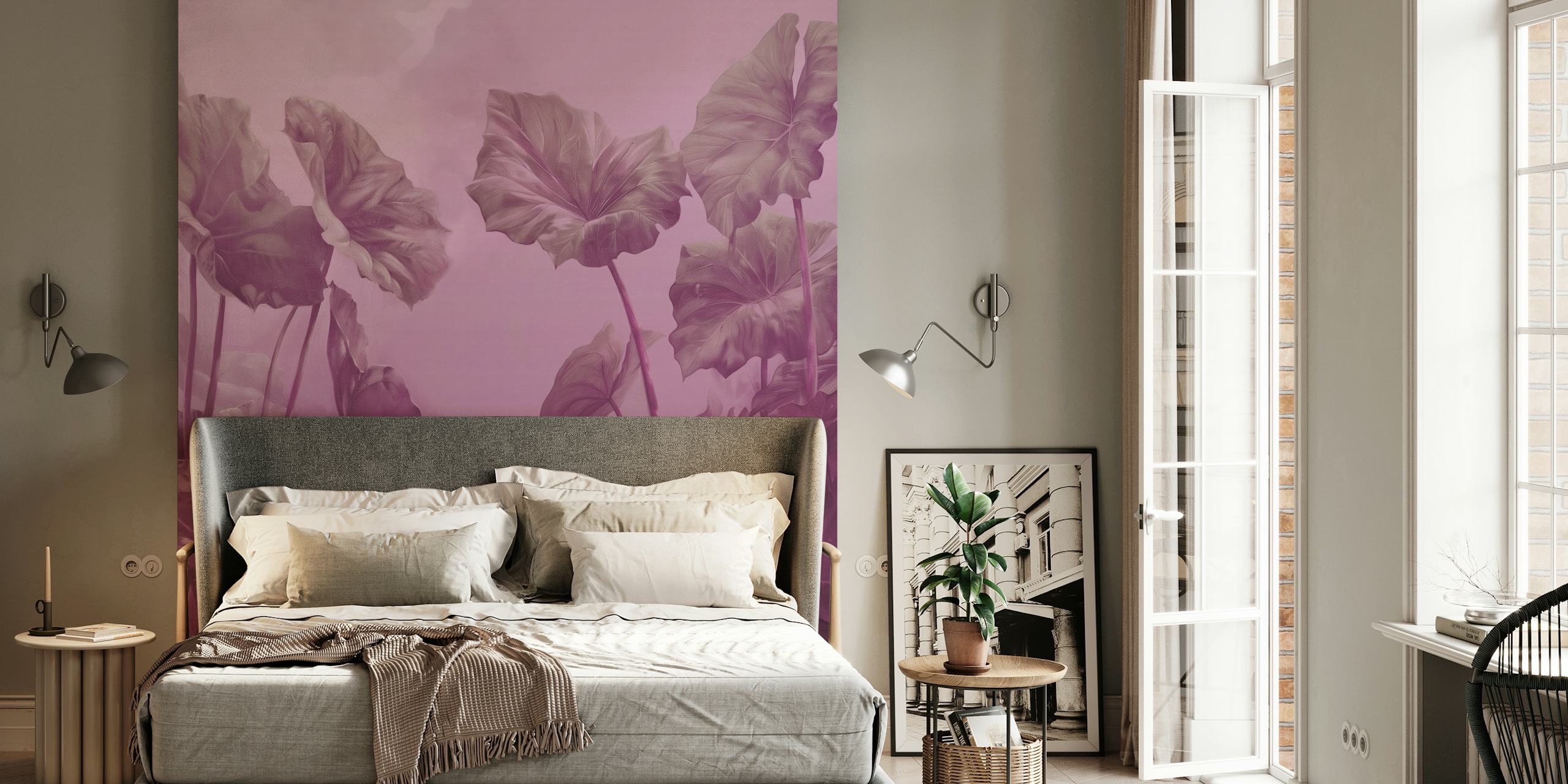 Leafy Lagoon - Pink tapet i et rum