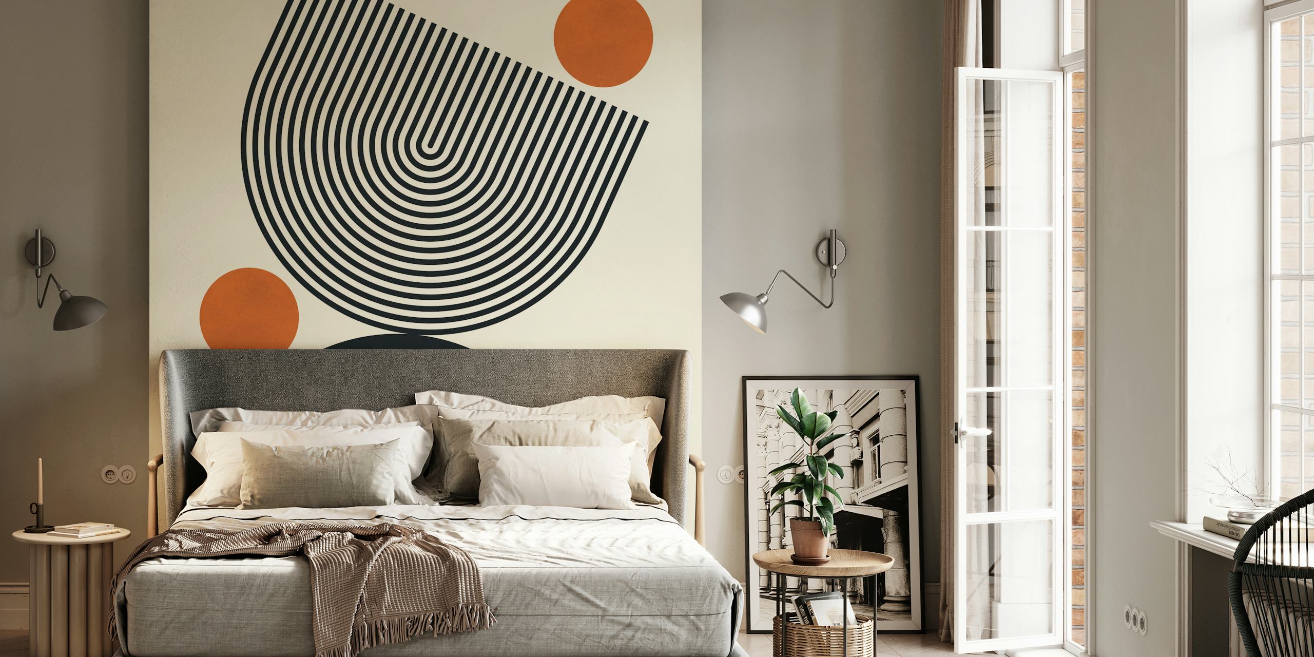 Σύγχρονη Contemporary Swirl and Circles Art σε ένα δωμάτιο