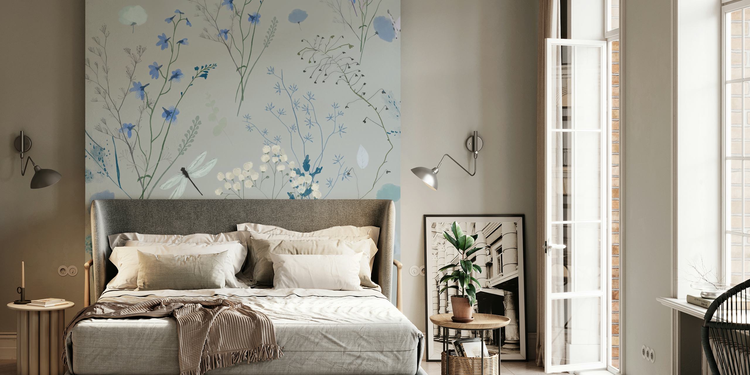 Wildflowers wallpaper design in a room