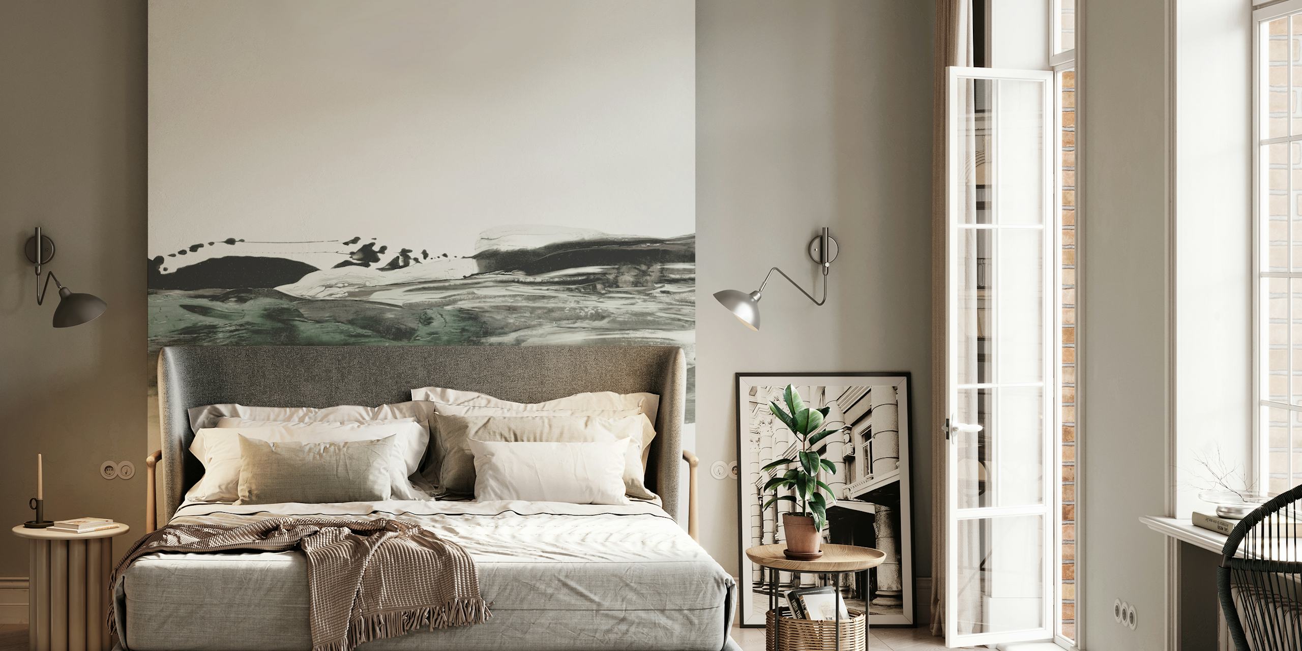 Minimalist Scenic Brushwork papier peint dans une pièce