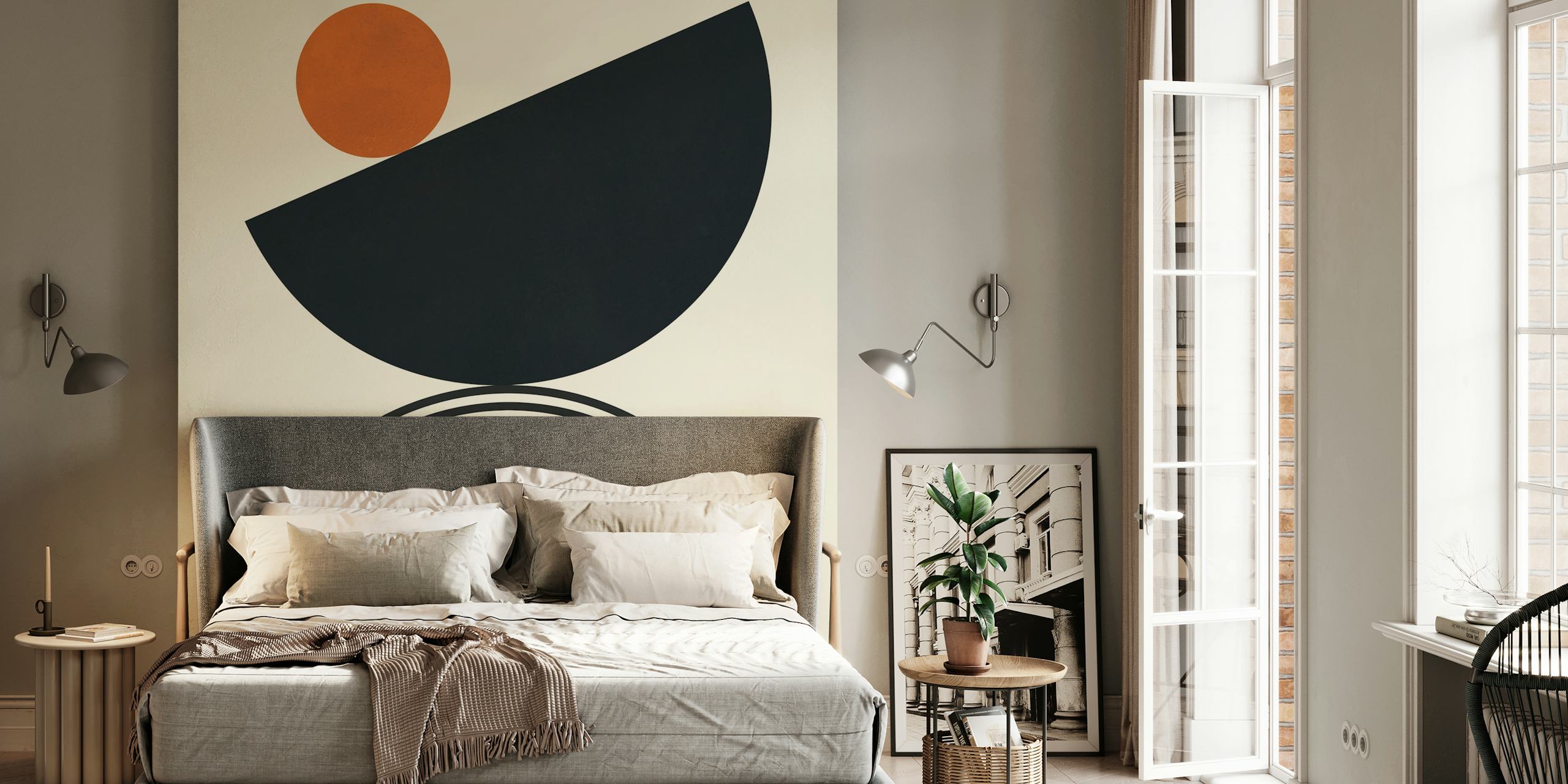 Circles and semicircles wallpaper in a room