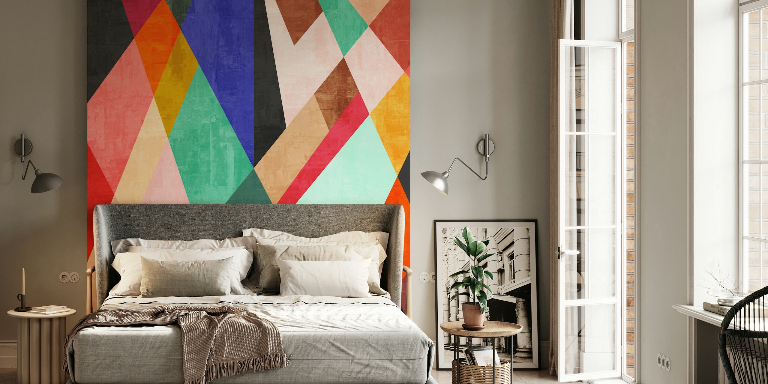 Colorful geometric triangle wallpaper design