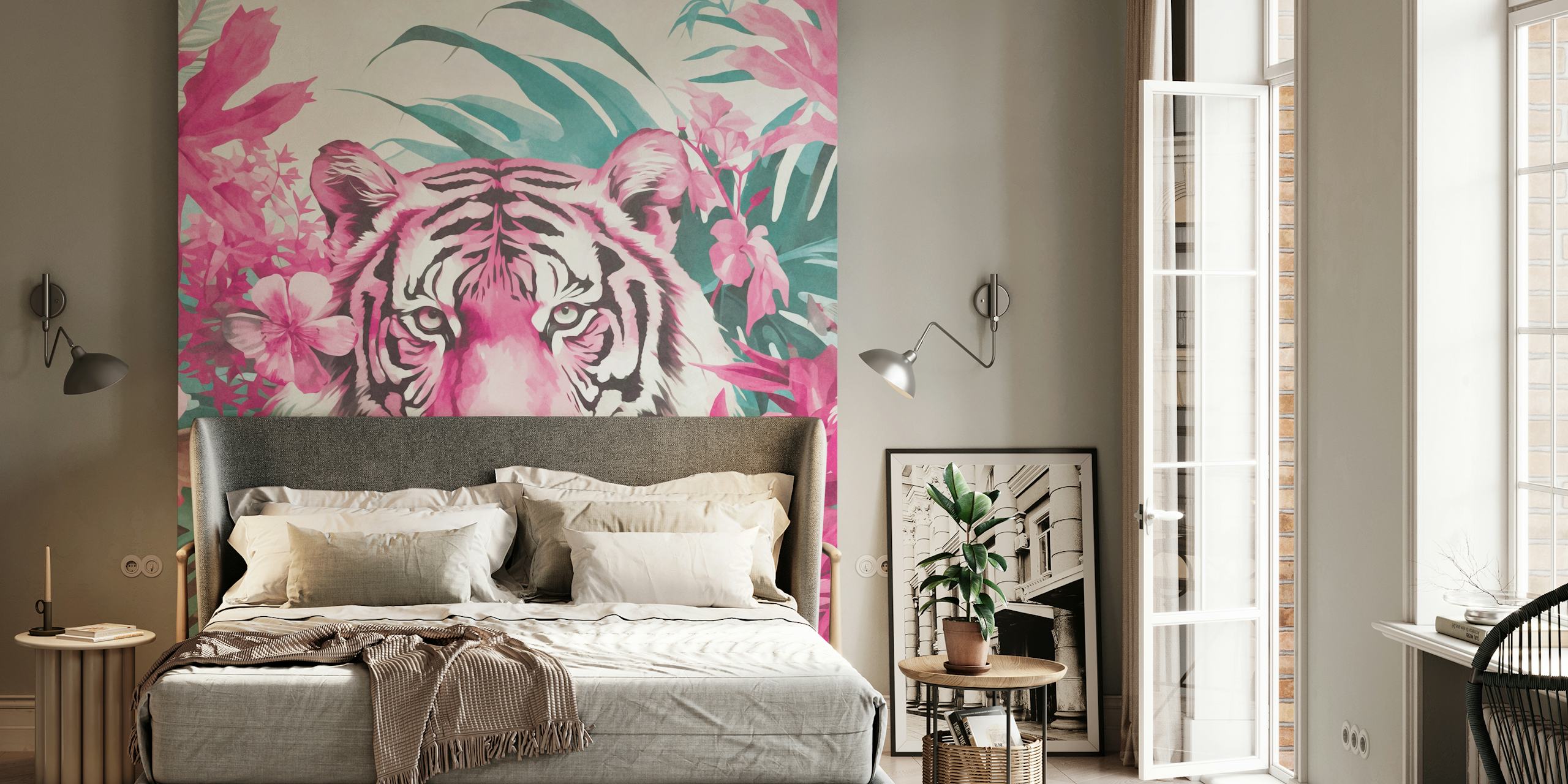 Wild Tiger Jungle Paradise design de papel de parede