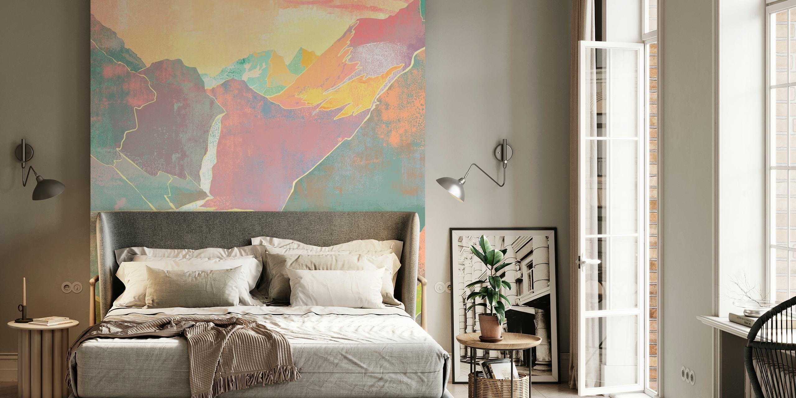 Vibrant Rocky Mountainscape papel pintado en una habitación