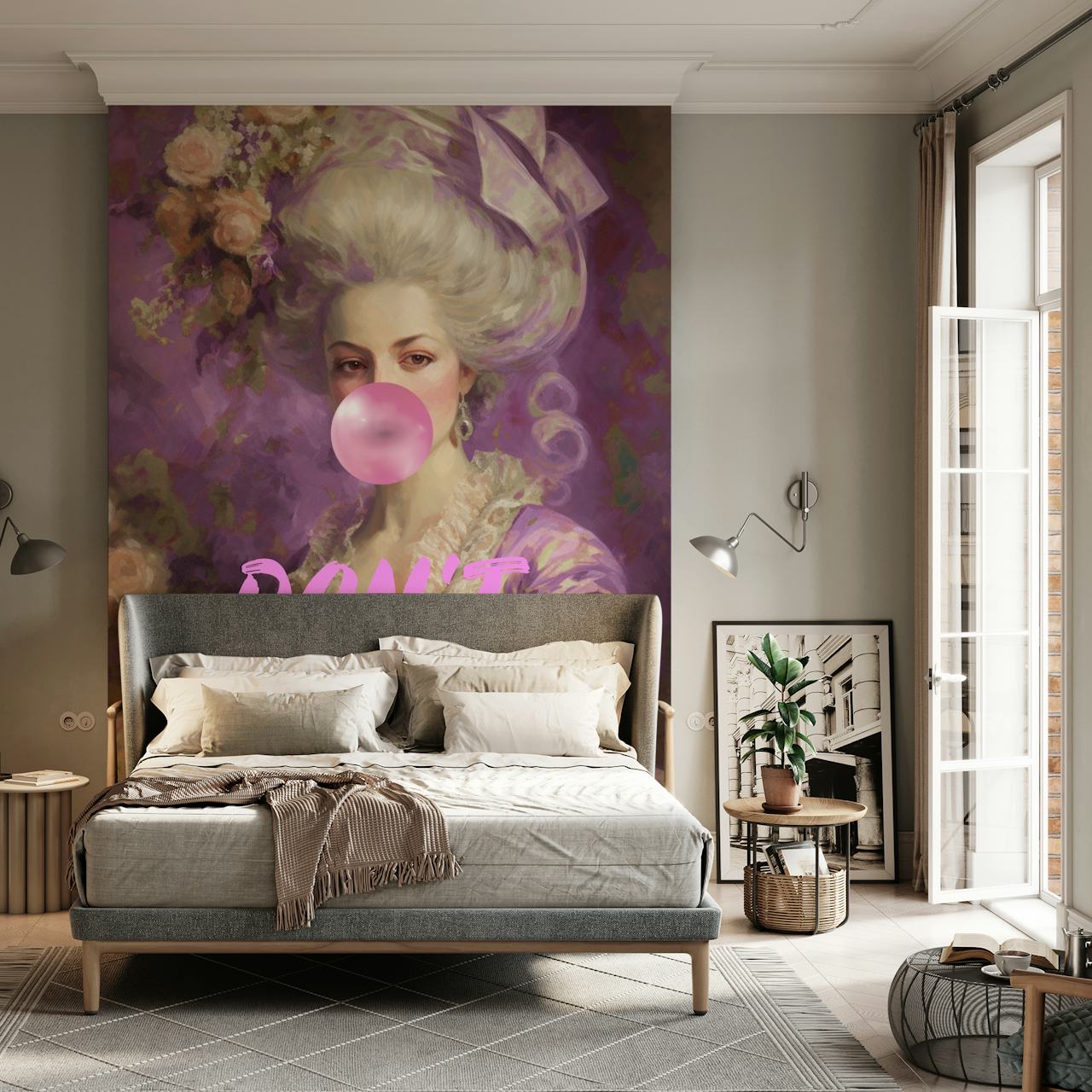 Ταπετσαρία Regal Marie Antoinette Bubblegum Essence σε ένα δωμάτιο