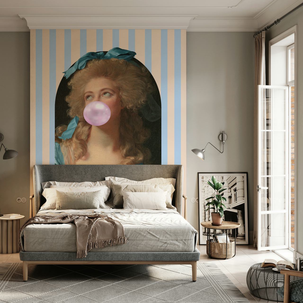 Tapeta Retro Chic Bubblegum Portrait v místnosti