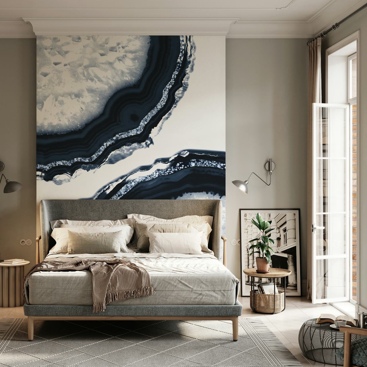 Agate Glitter Glam wall mural featuring layers of agate stone with sparkling glitter accents